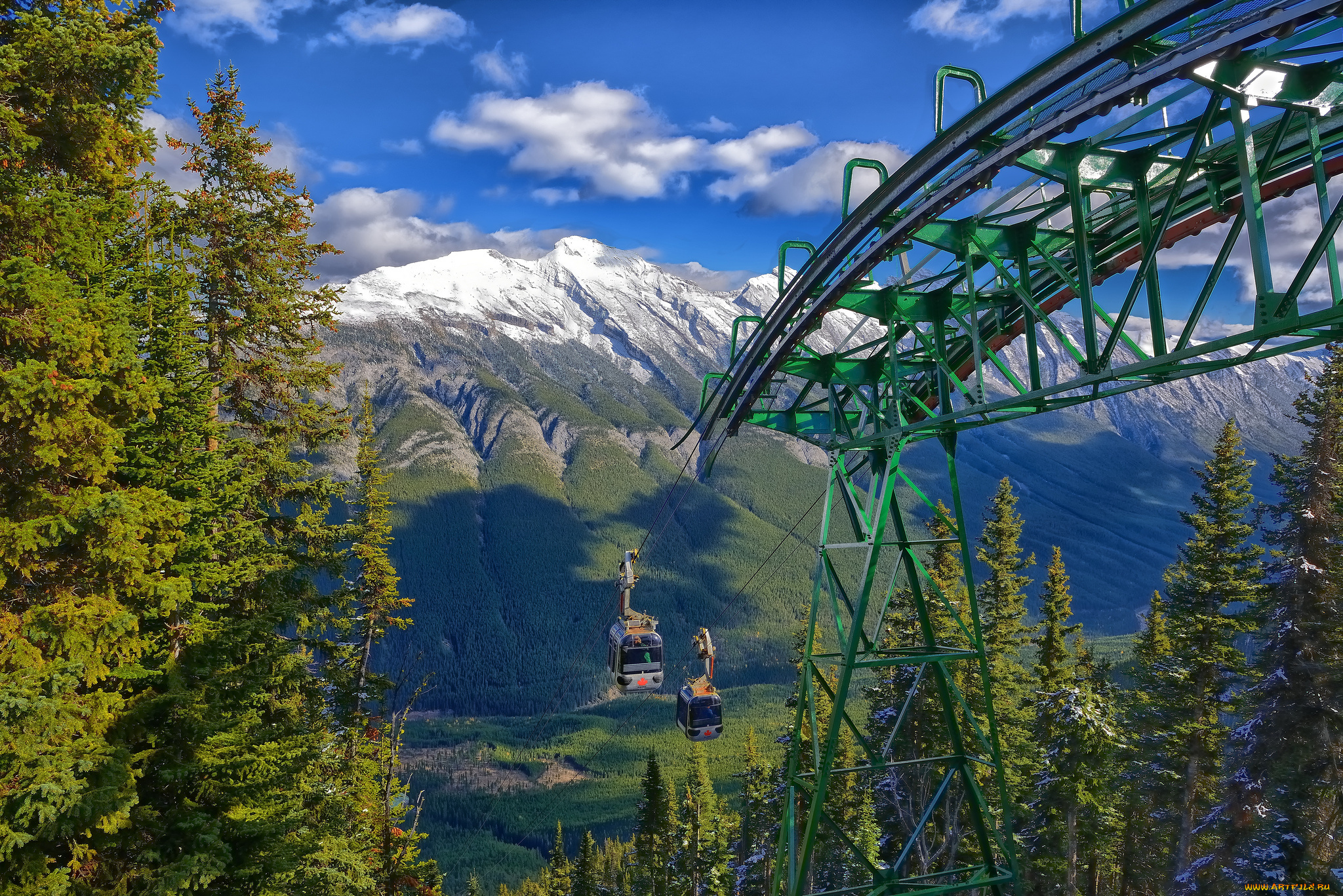 природа, горы, фуникулер, лес