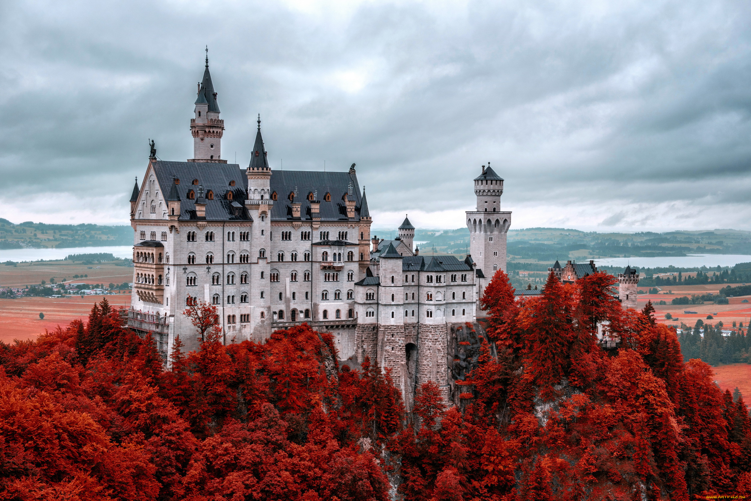 города, замок, нойшванштайн, , германия, bavaria, germany, alps, autumn, mountain, neuschwanstein, castle, нойшванштайн, замок