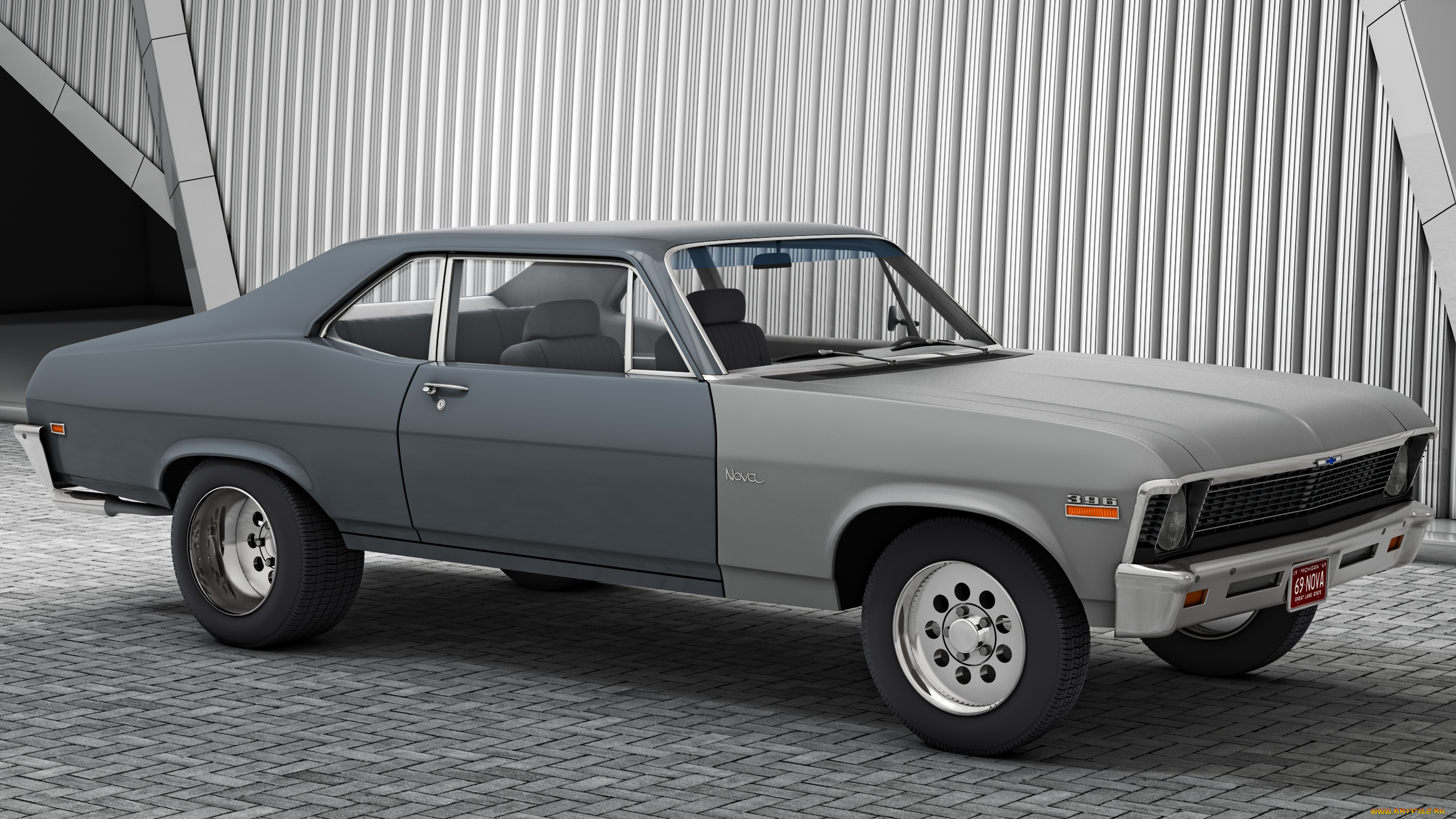 автомобили, 3д, chevrolet, 1969