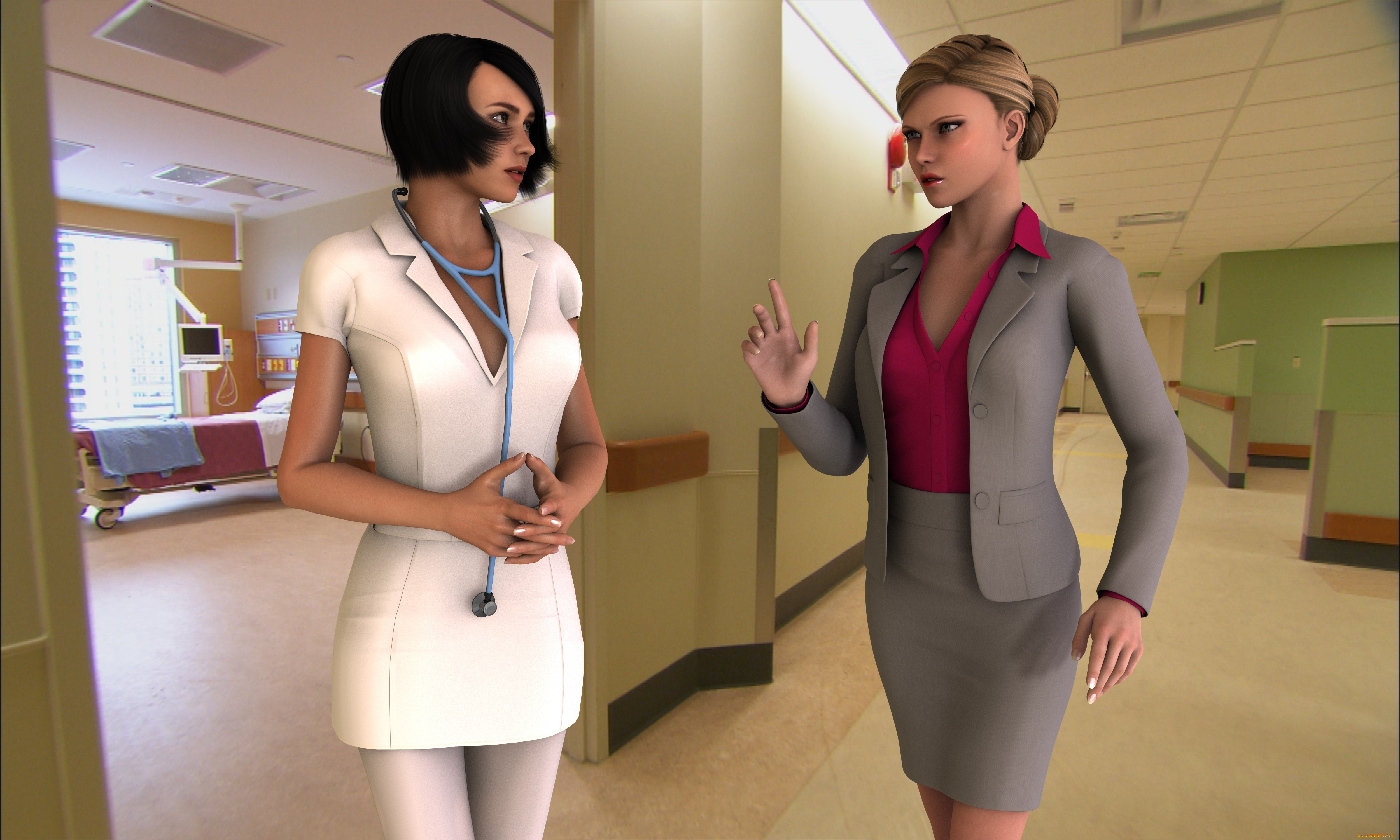 of, terror, red, 3д, графика, fantasy, , фантазия, девушки, беседа