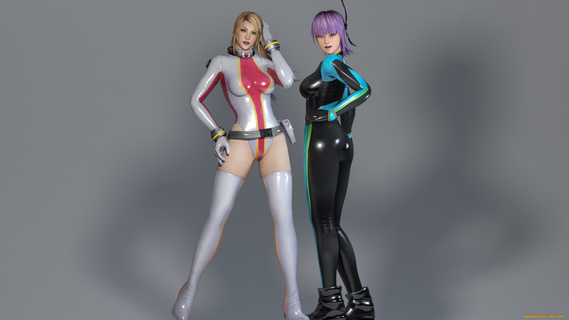 3д, графика, аниме, , anime, девушки, взгляд, фон, грудь