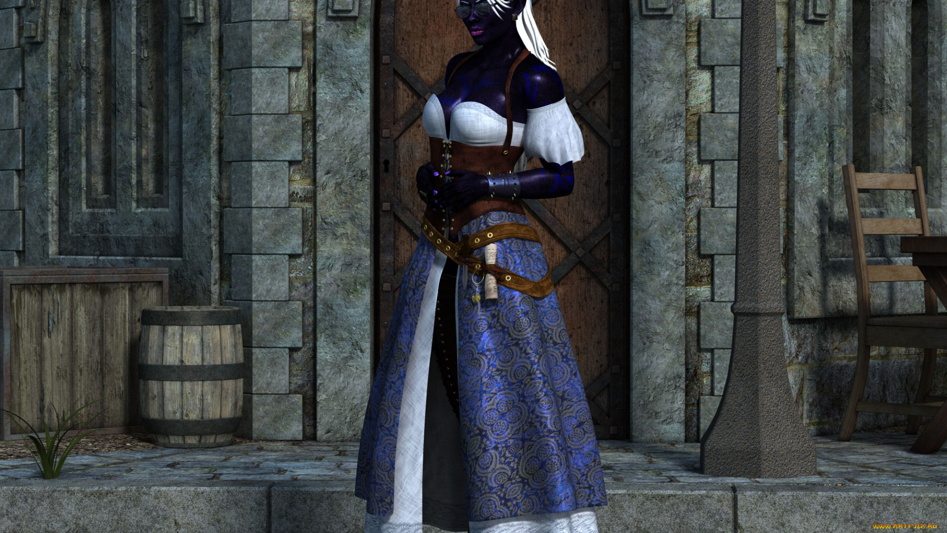 3д, графика, эльфы, , elves, эльфийка, взгляд, фон