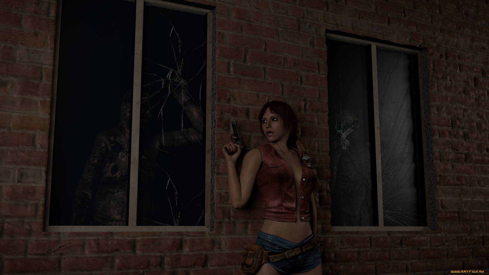 3д, графика, фантазия, , fantasy, девушка, взгляд, фон, оружие