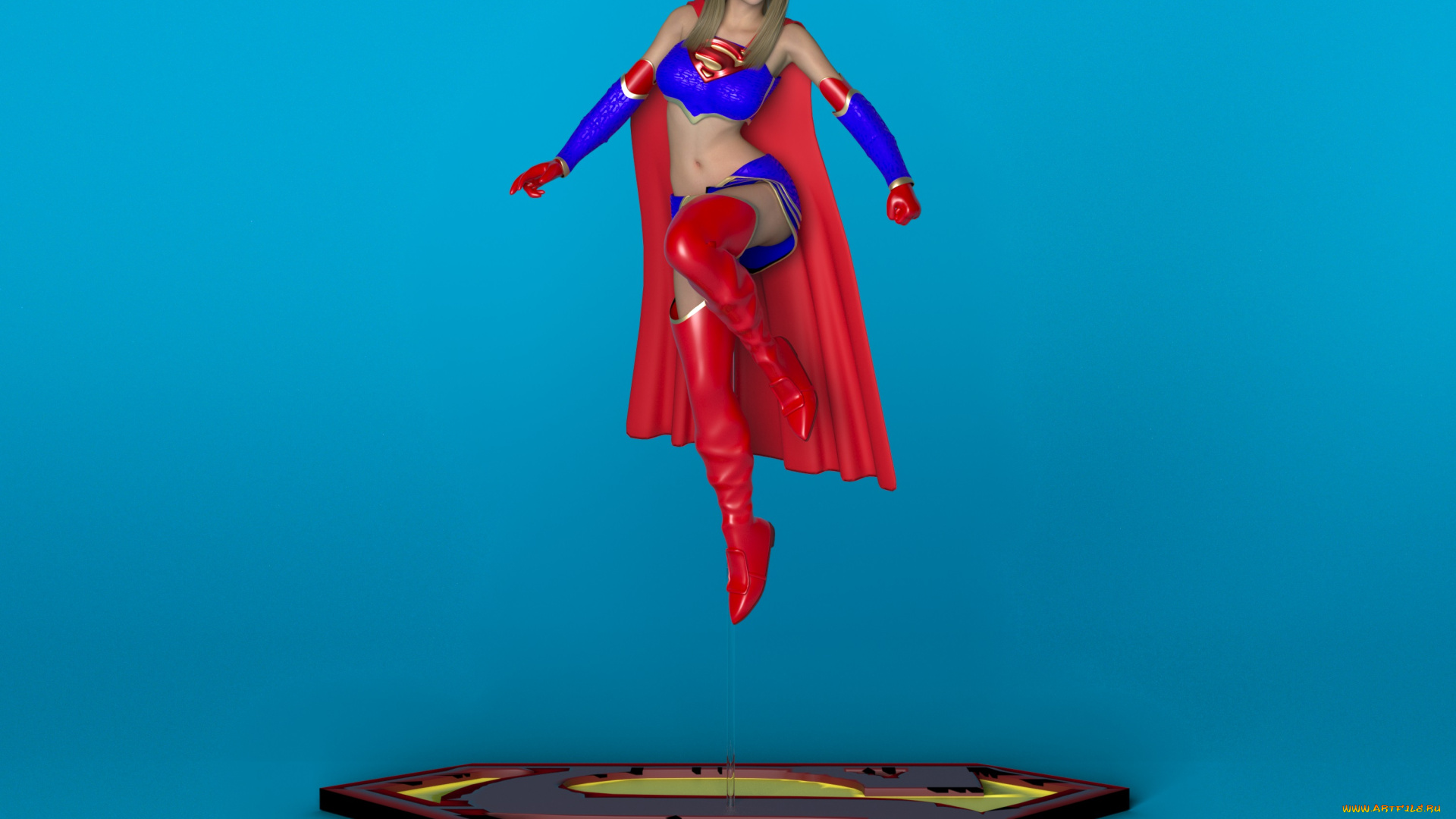 3д, графика, фантазия, , fantasy, девушка, взгляд, фон, супермен, полет