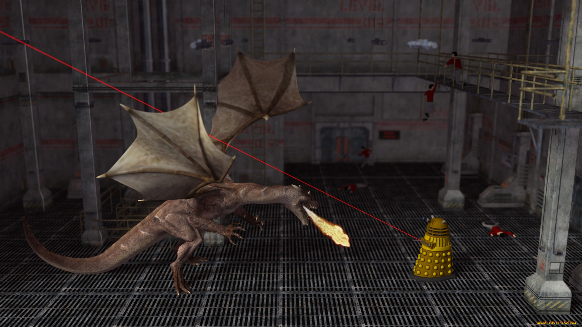 3д, графика, существа, , creatures, дракон, робот