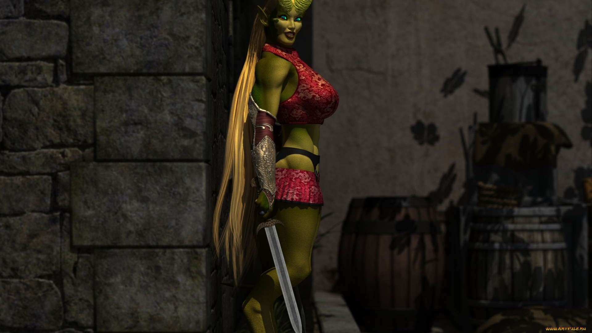 3д, графика, существа, , creatures, кастаника, оружие, фон