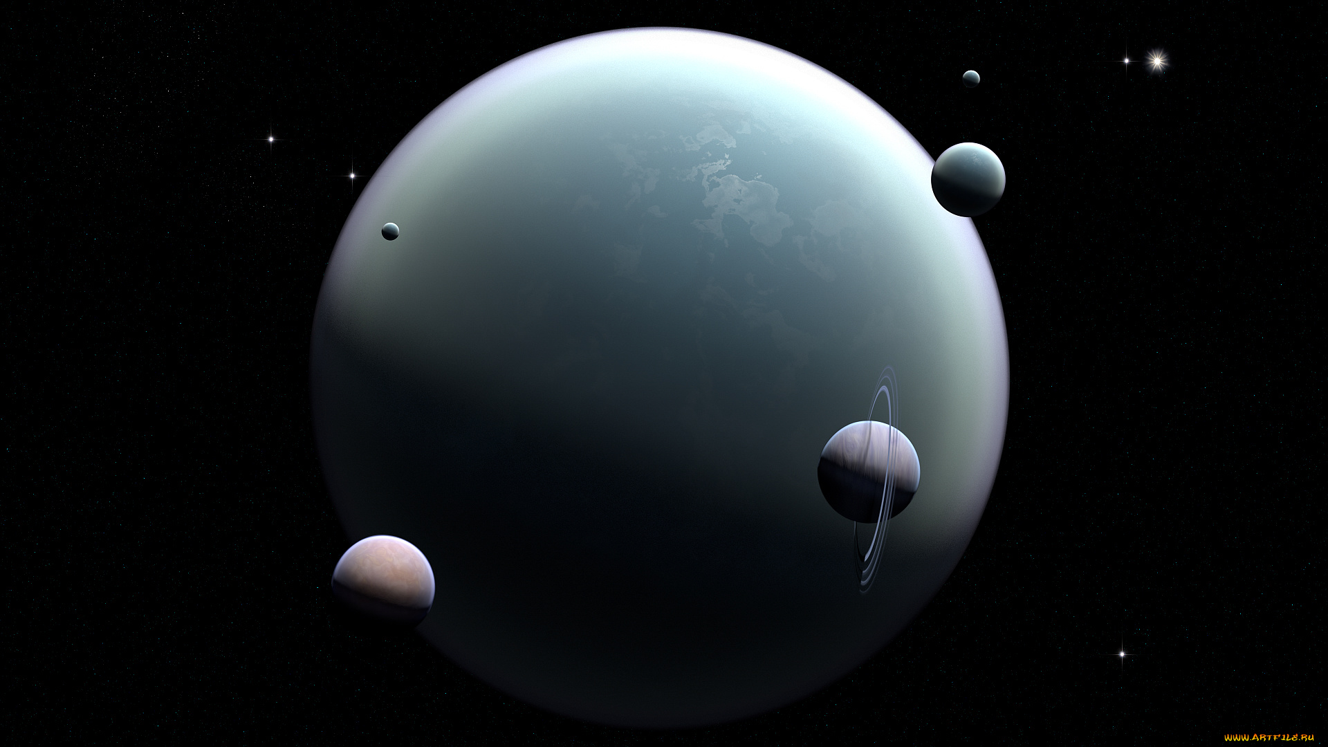 космос, арт, планеты, вселенная