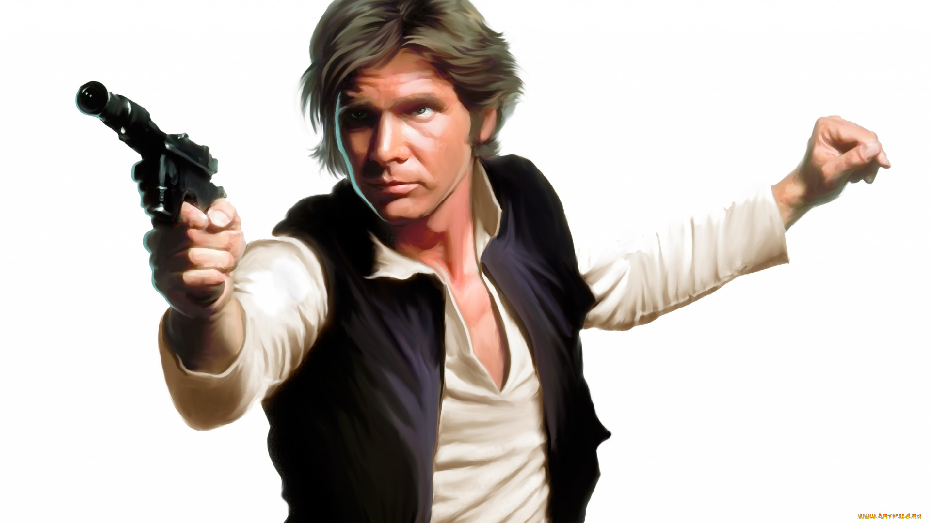 рисованное, кино, фантастика, art, harrison, ford, star, wars, han, solo