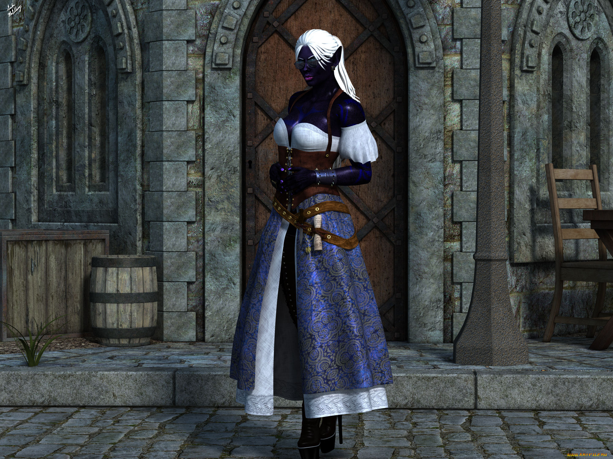 3д, графика, эльфы, , elves, эльфийка, взгляд, фон