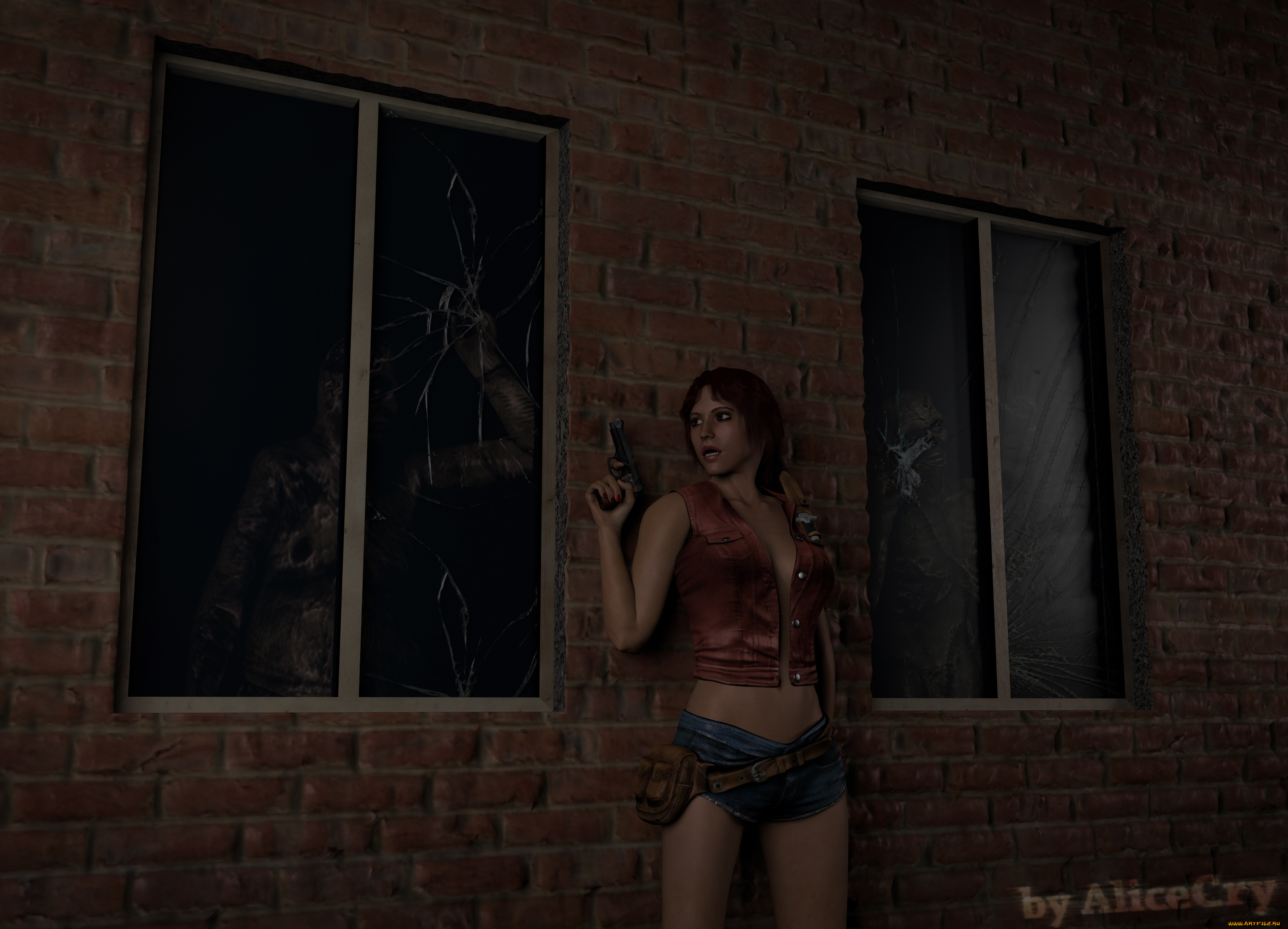 3д, графика, фантазия, , fantasy, девушка, взгляд, фон, оружие