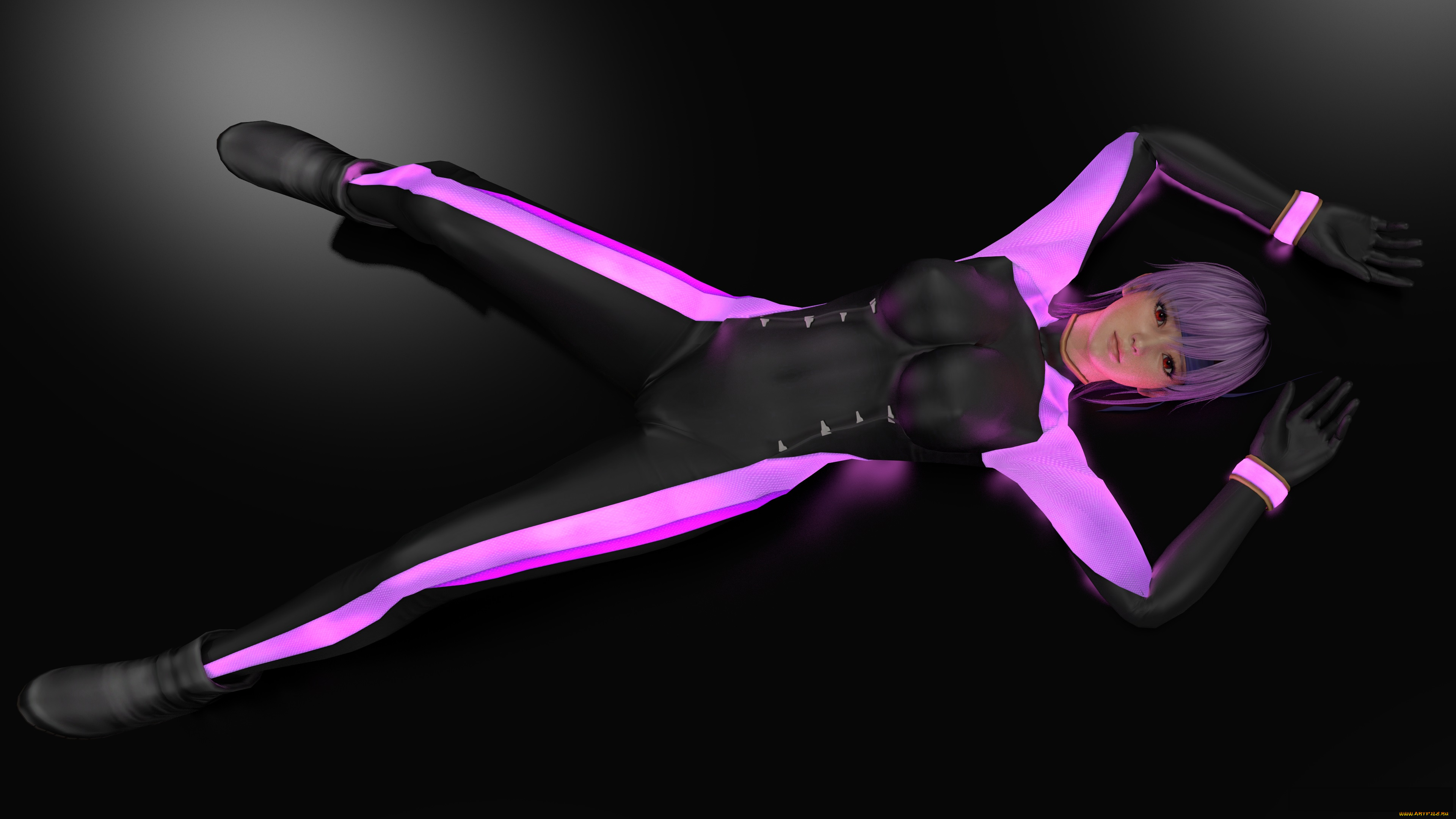 3д, графика, аниме, , anime, девушка, взгляд, фон, лежит