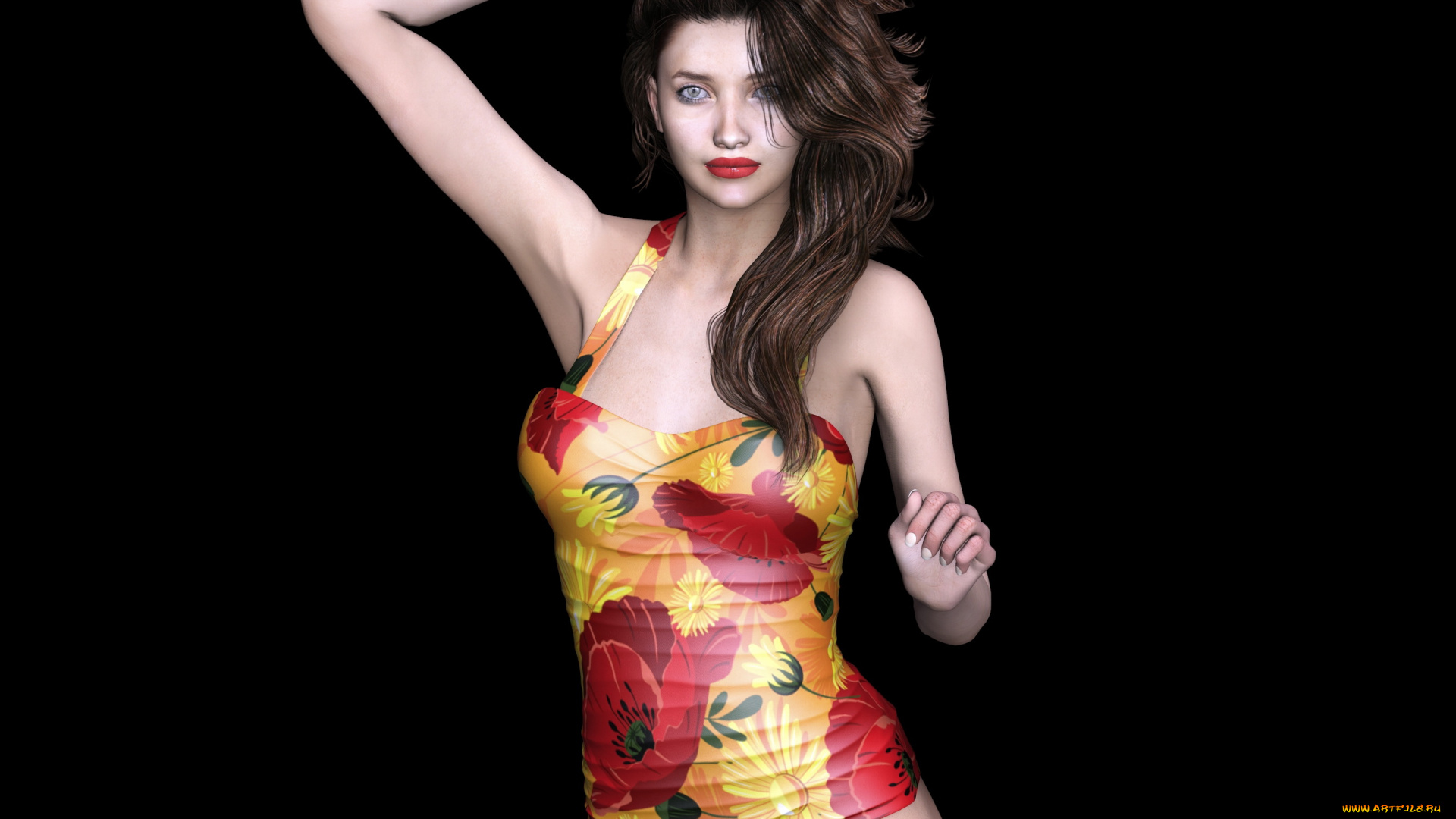 3д, графика, люди, , people, девушка, взгляд, фон