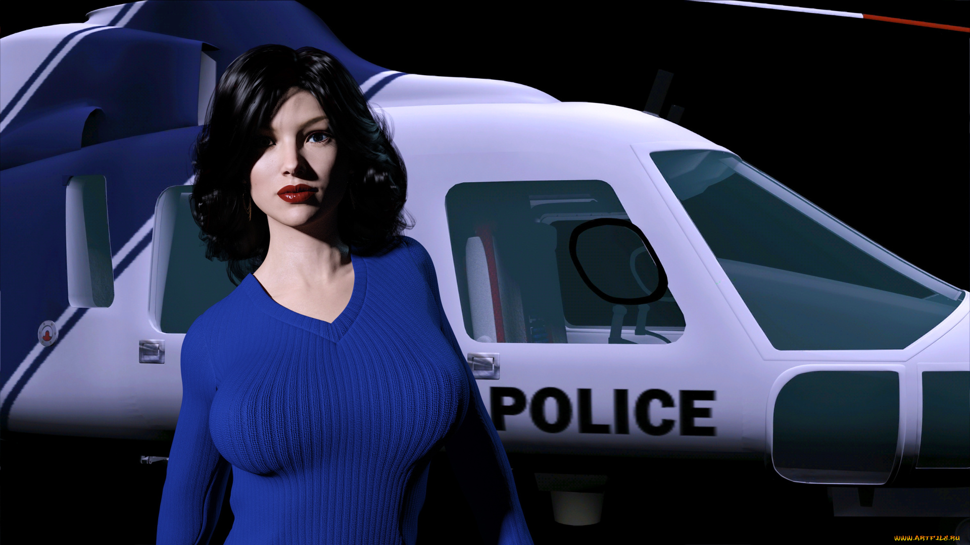 3д, графика, люди, , people, фон, вертолет, девушка, взгляд