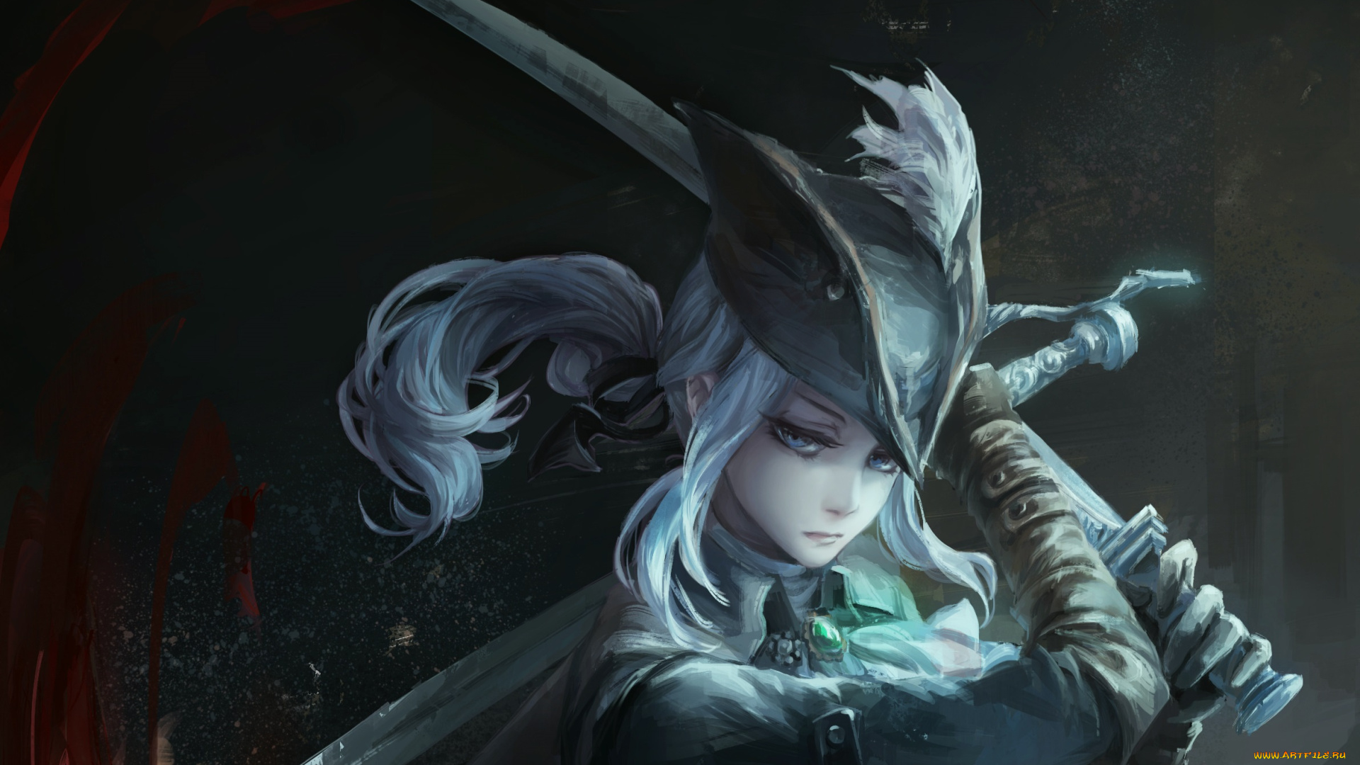 аниме, bloodborne, меч, девушка, арт