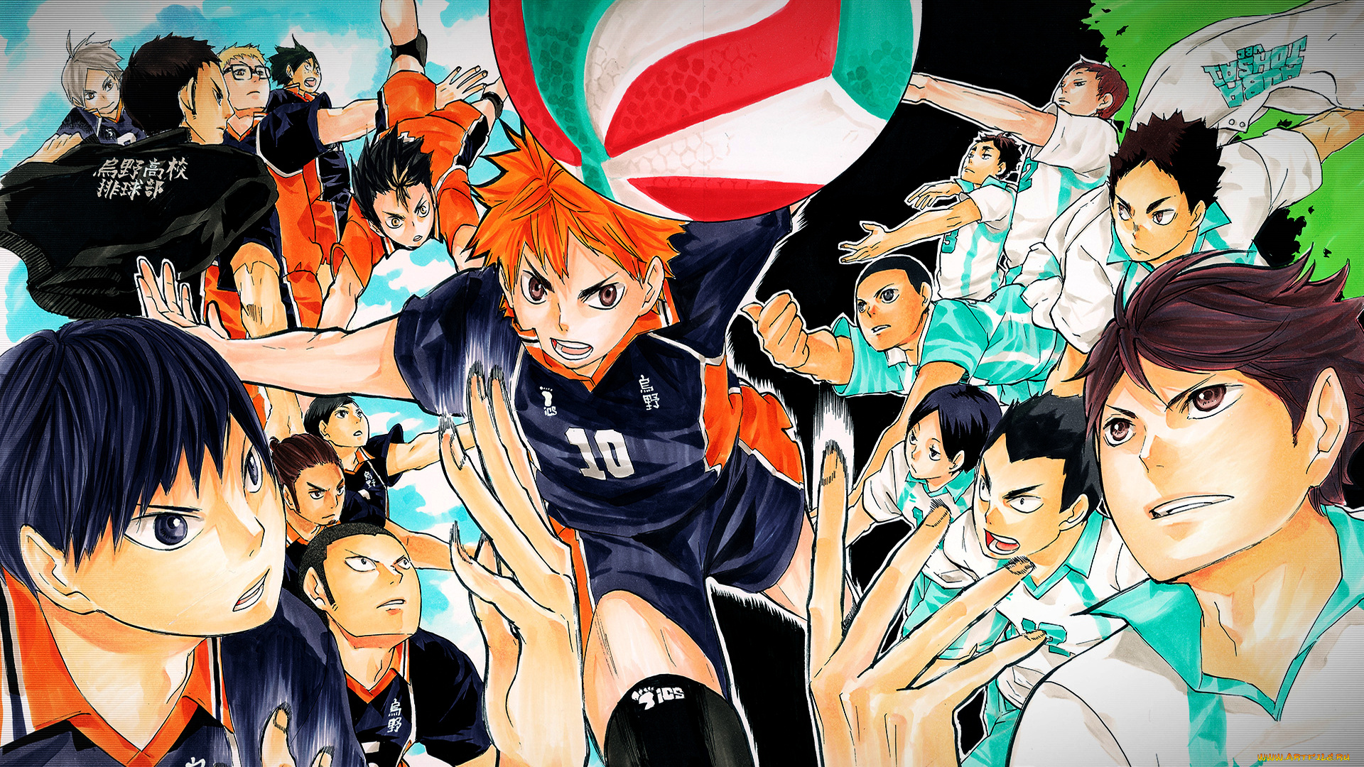 аниме, haikyuu, волейбол, парни