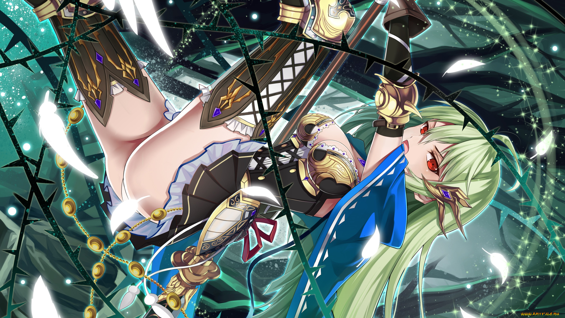 аниме, оружие, , техника, , технологии, копьё, девушка, арт, ling, si