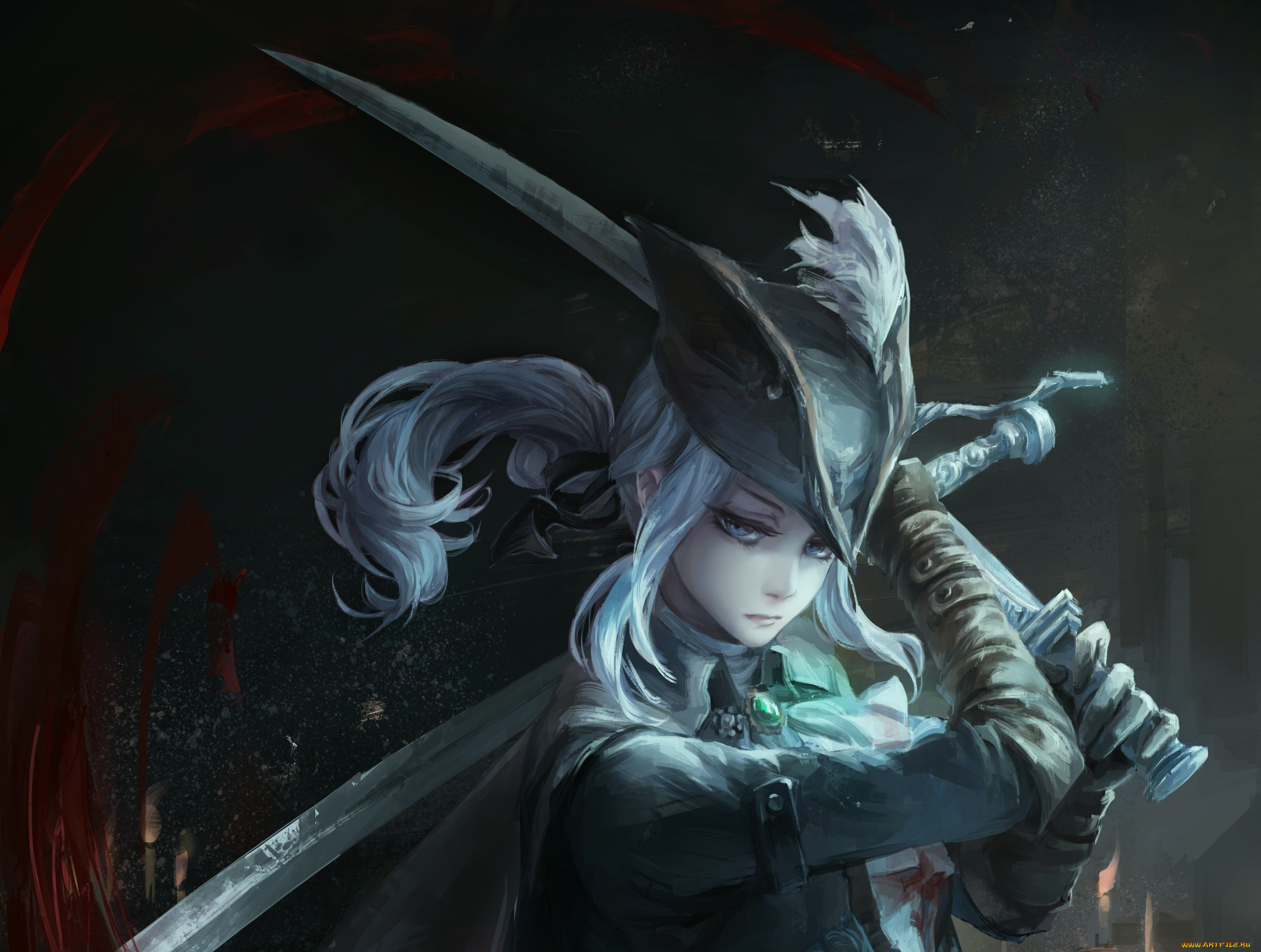 аниме, bloodborne, меч, девушка, арт