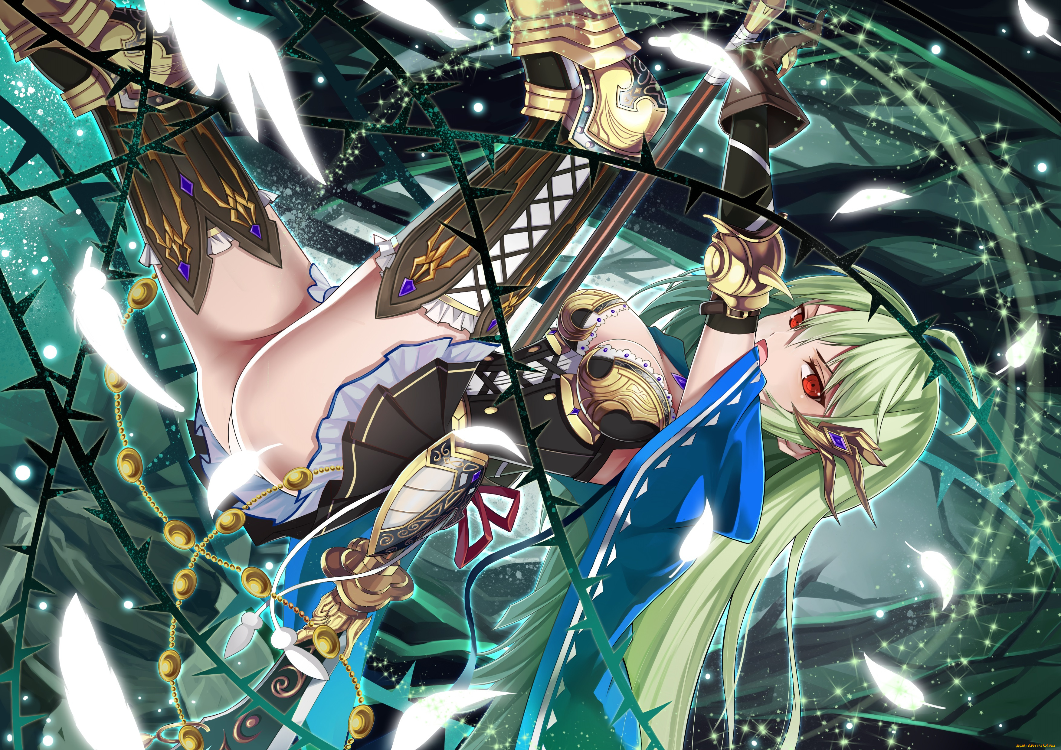 аниме, оружие, , техника, , технологии, копьё, девушка, арт, ling, si