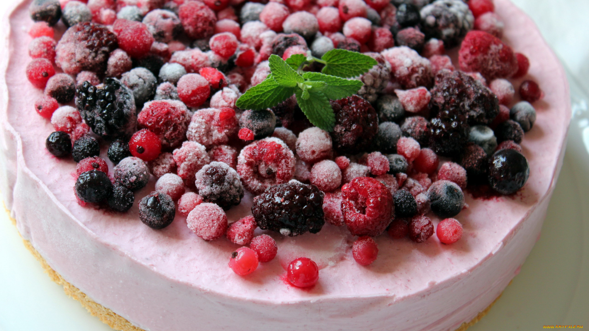 еда, пироги, малина, ежевика, мята, чизкейк