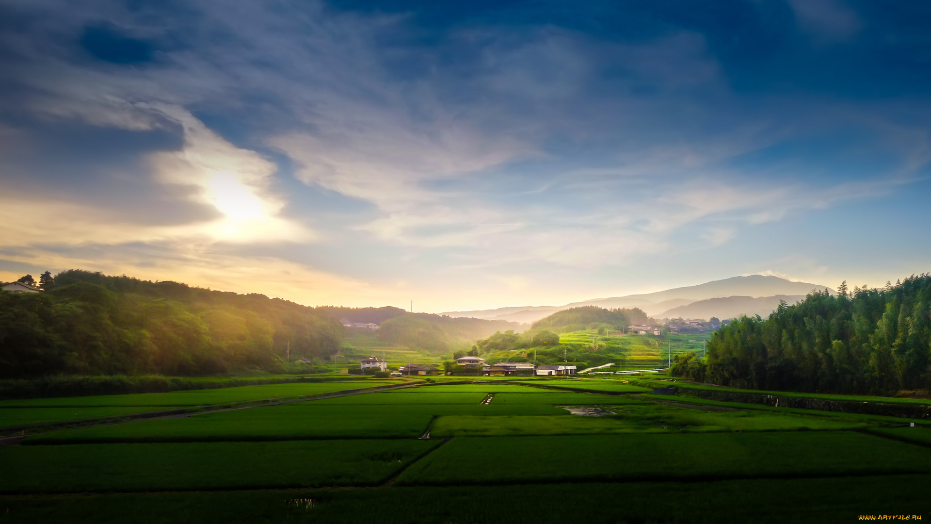 города, -, пейзажи, дома, холмы, поля