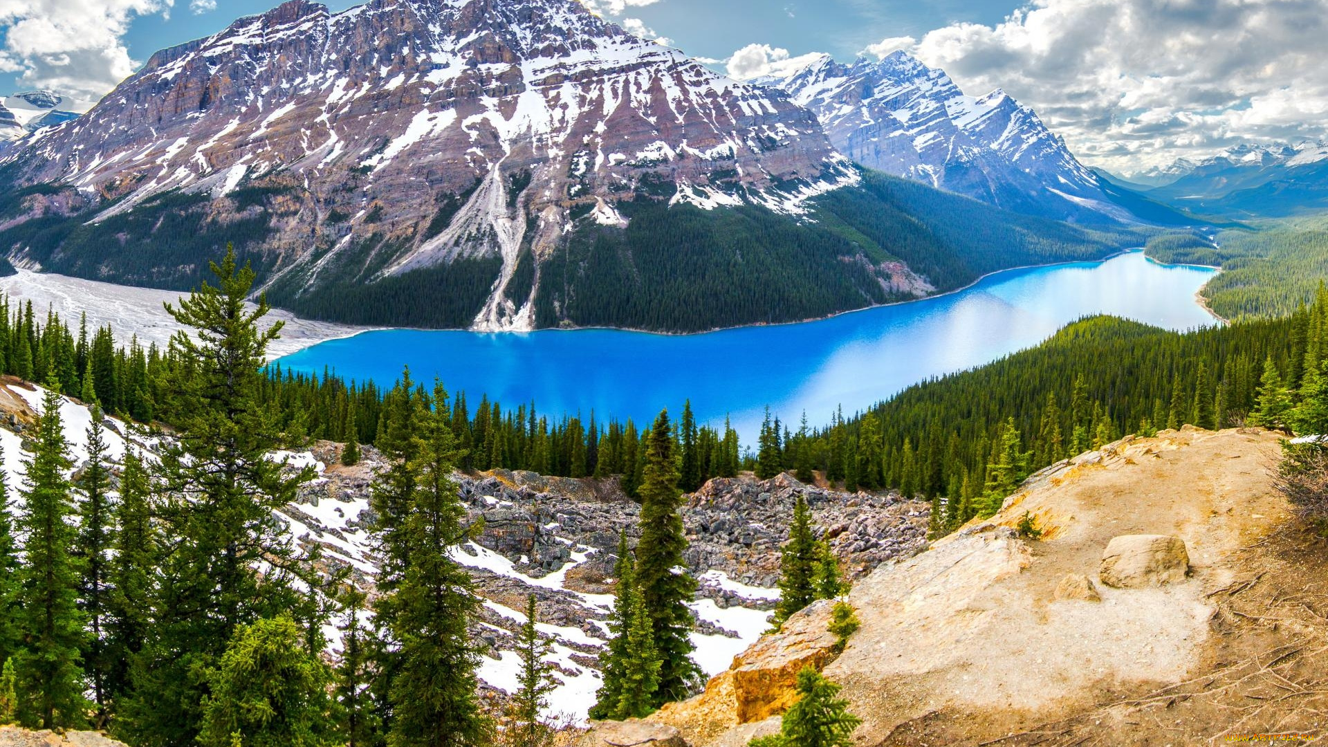 природа, горы, озеро