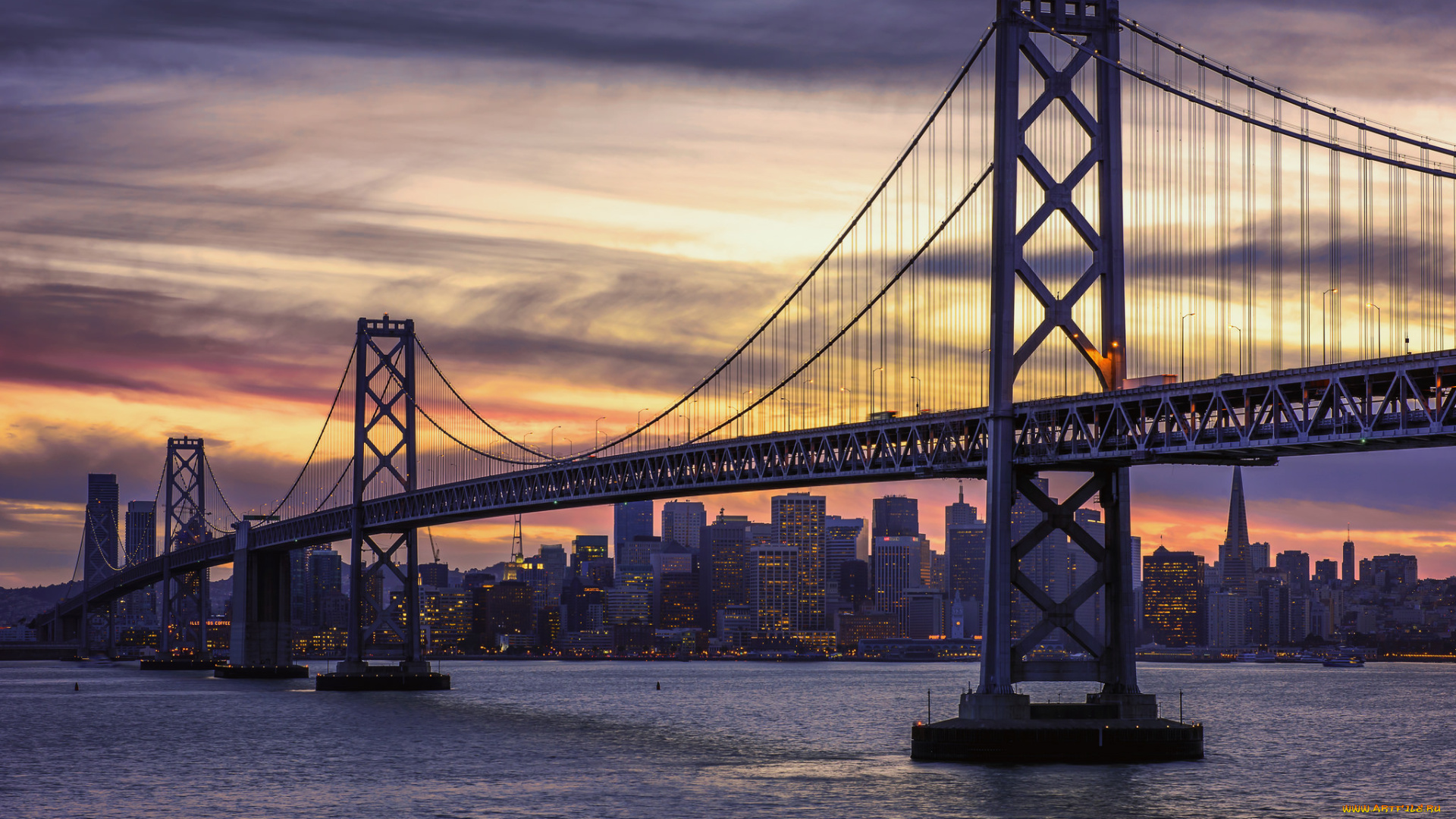 san, francisco, and, the, bay, bridge, города, сан-франциско, , сша, мост