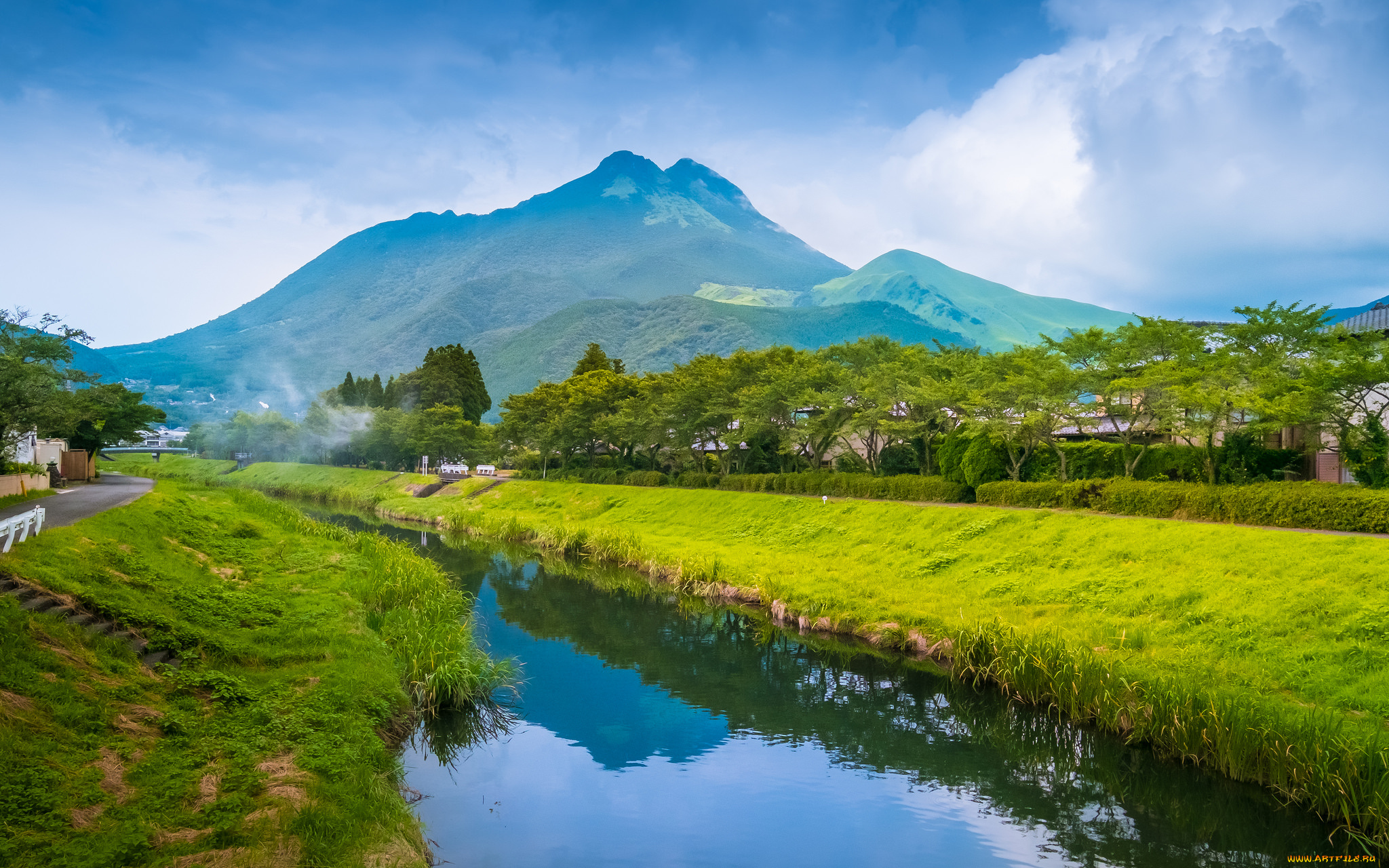 города, -, пейзажи, река, дома, холмы