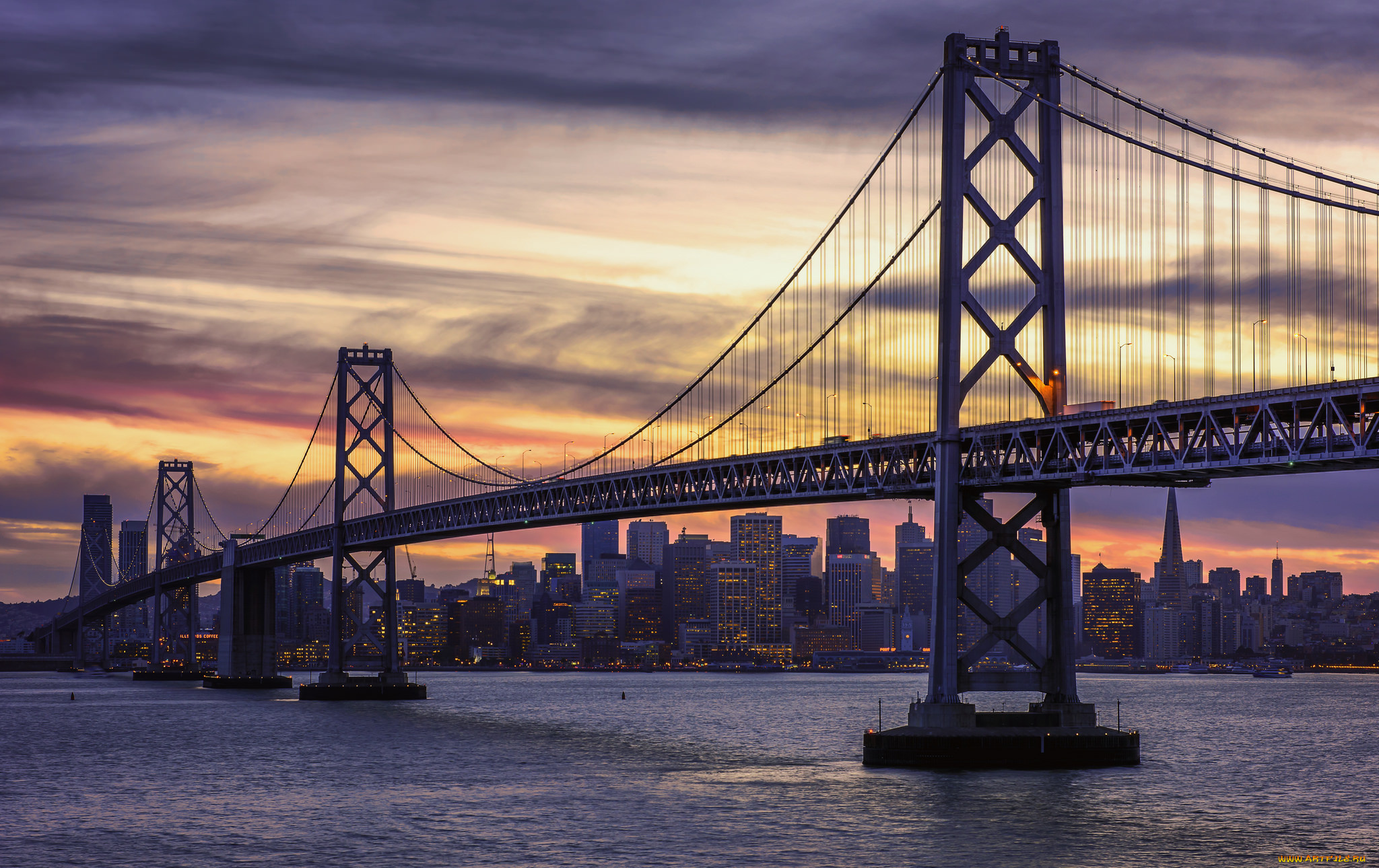 san, francisco, and, the, bay, bridge, города, сан-франциско, , сша, мост