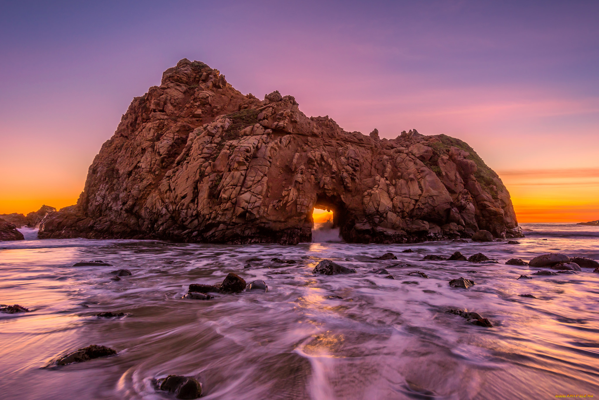 природа, побережье, скала