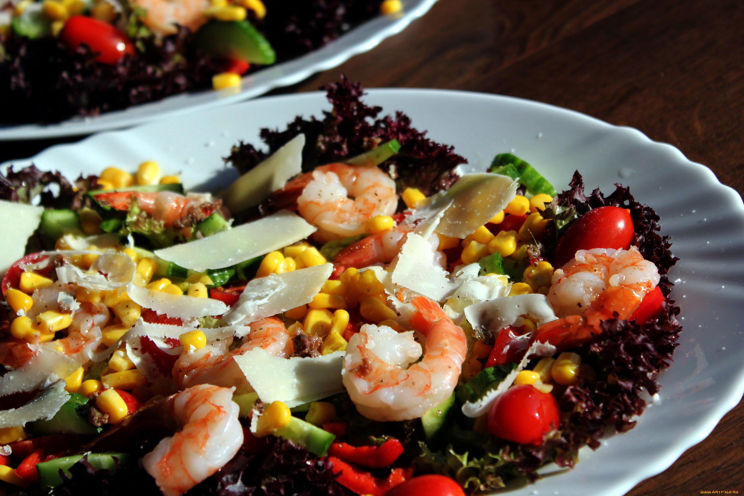 еда, салаты, , закуски, креветки, сыр, салат, листья