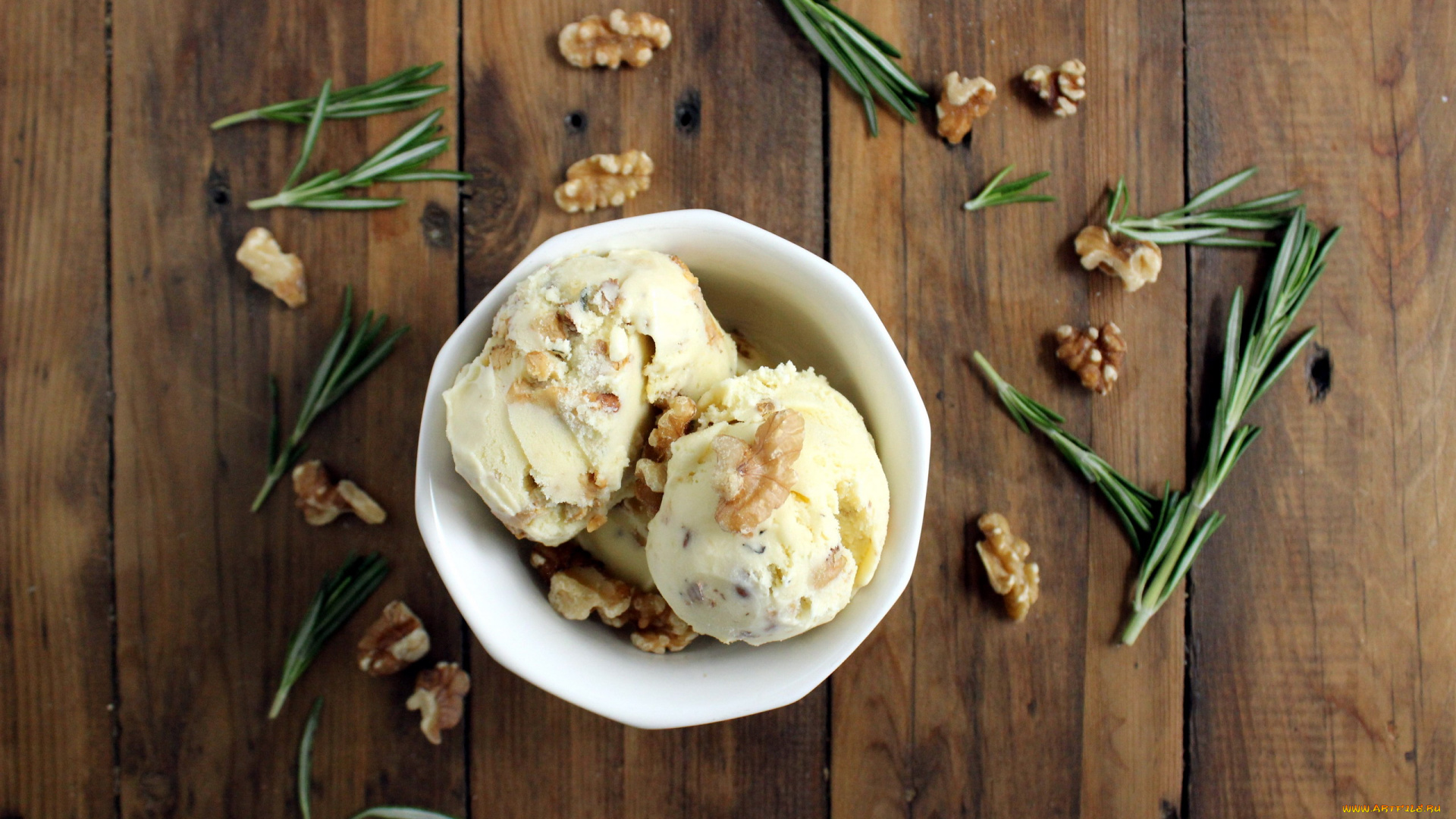 еда, мороженое, , десерты, лакомство, орехи, розмарин