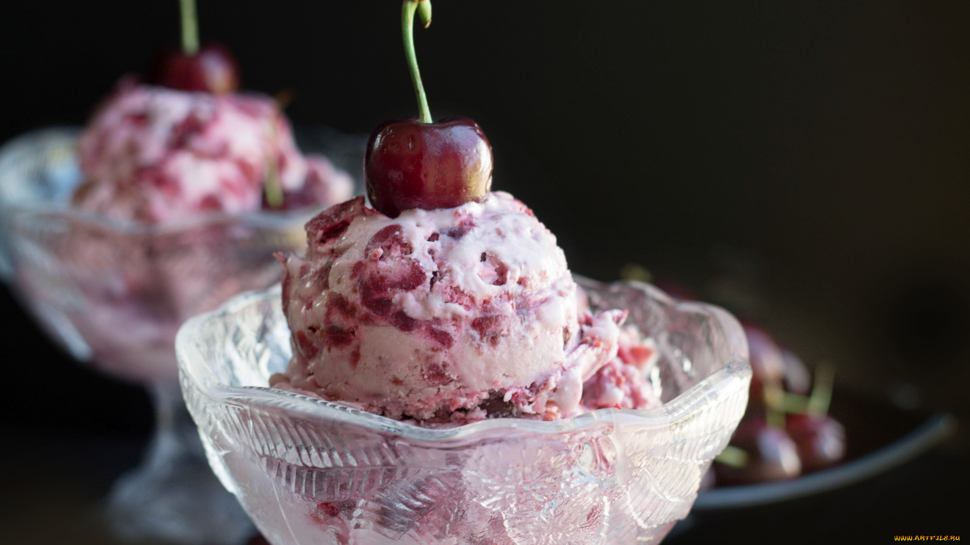 еда, мороженое, , десерты, вишня, лакомство