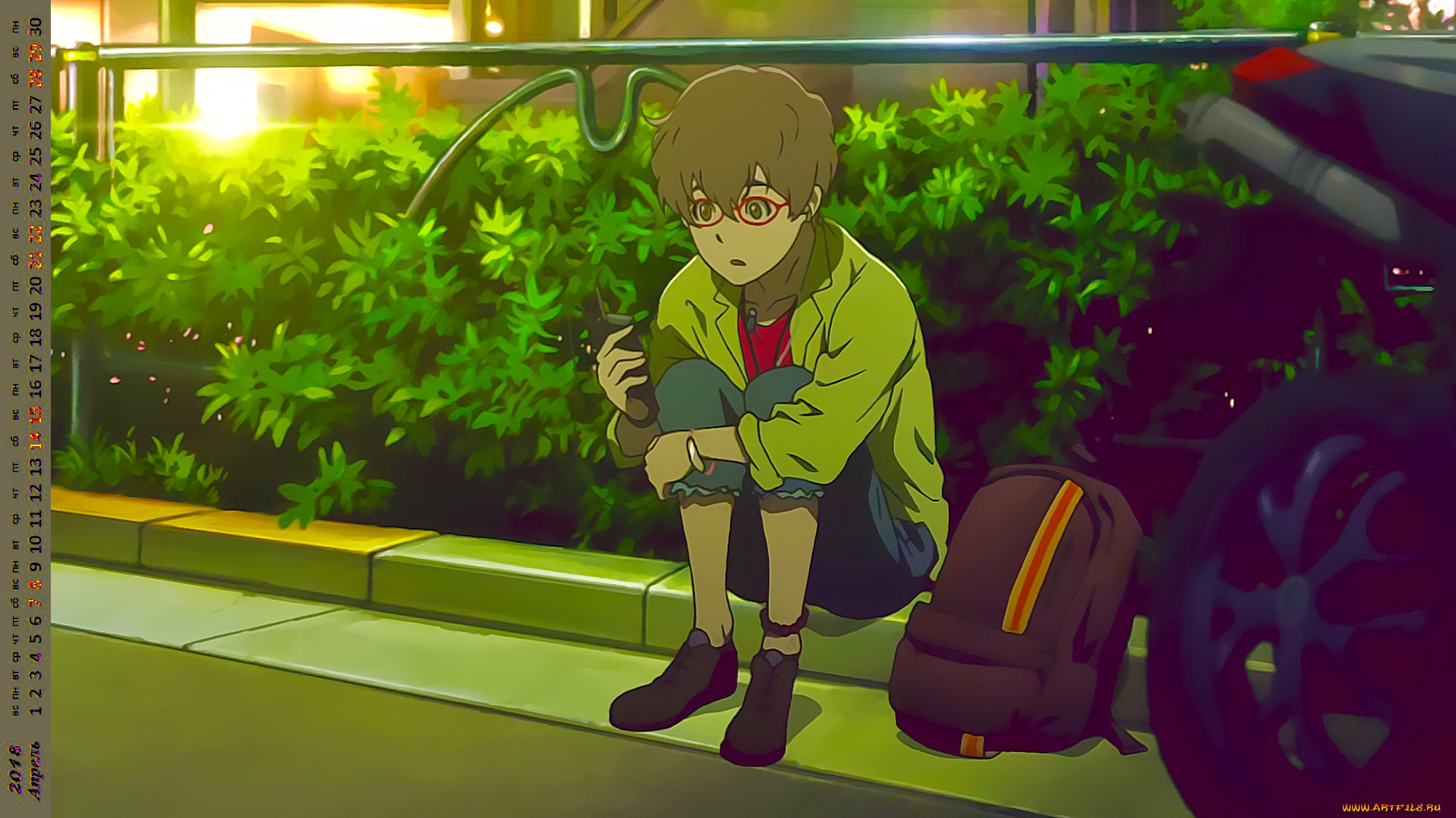 календари, аниме, рюкзак, юноша