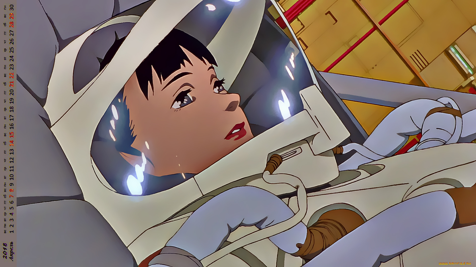 календари, аниме, шлем, лицо, девушка