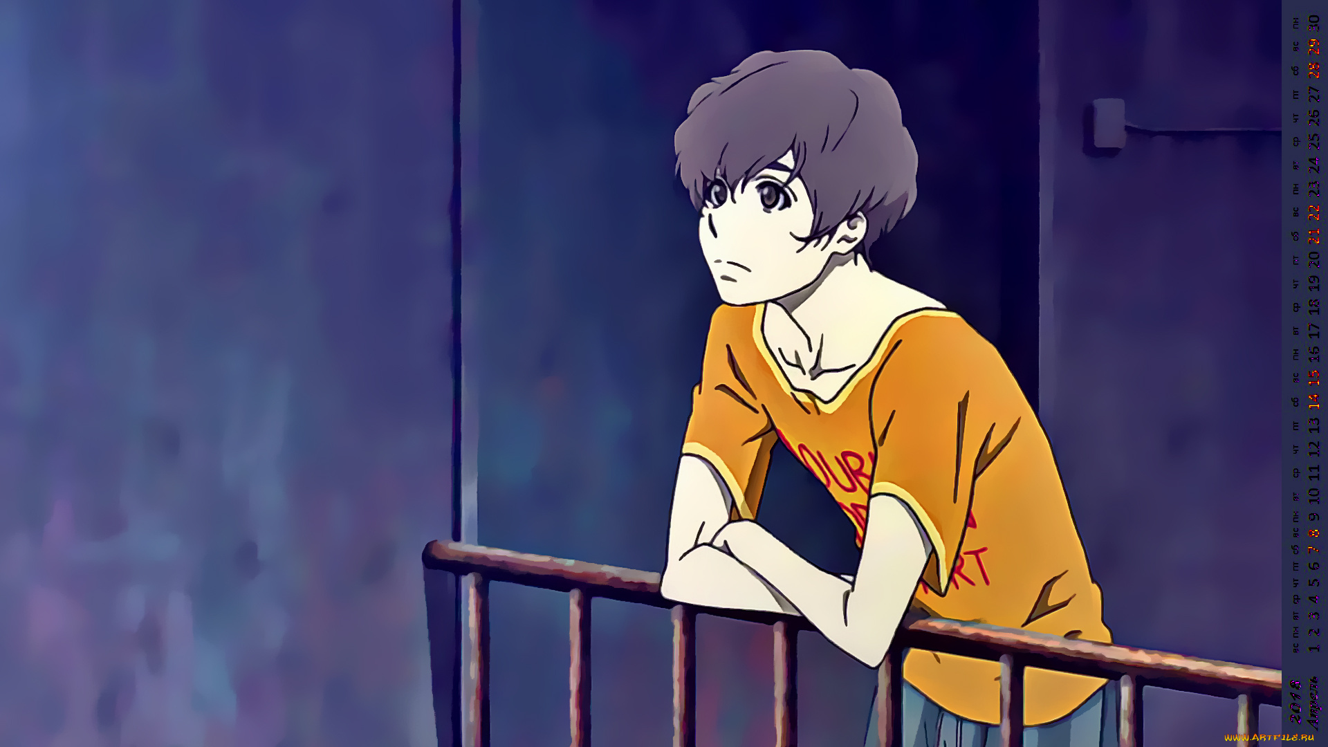 календари, аниме, юноша, взгляд