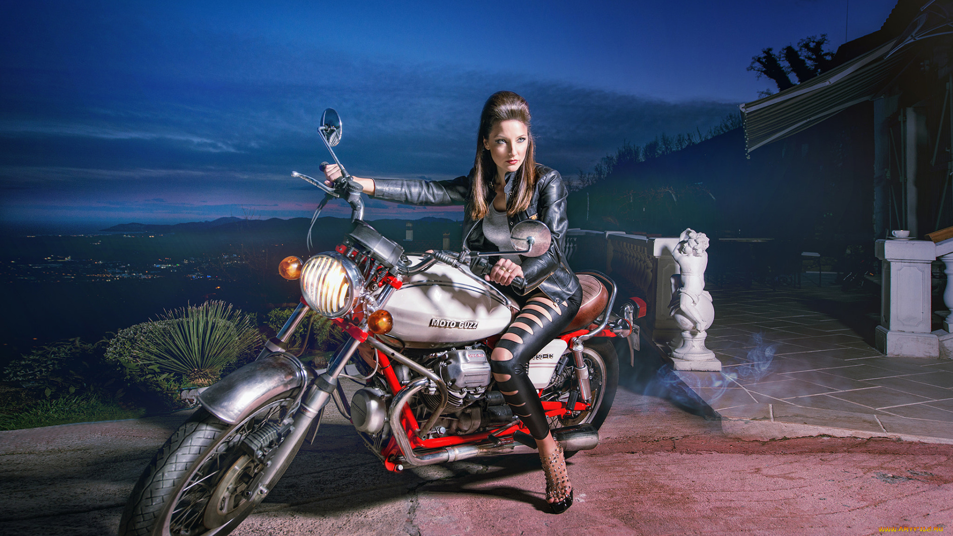 мотоциклы, мото, с, девушкой, красивая, девушка