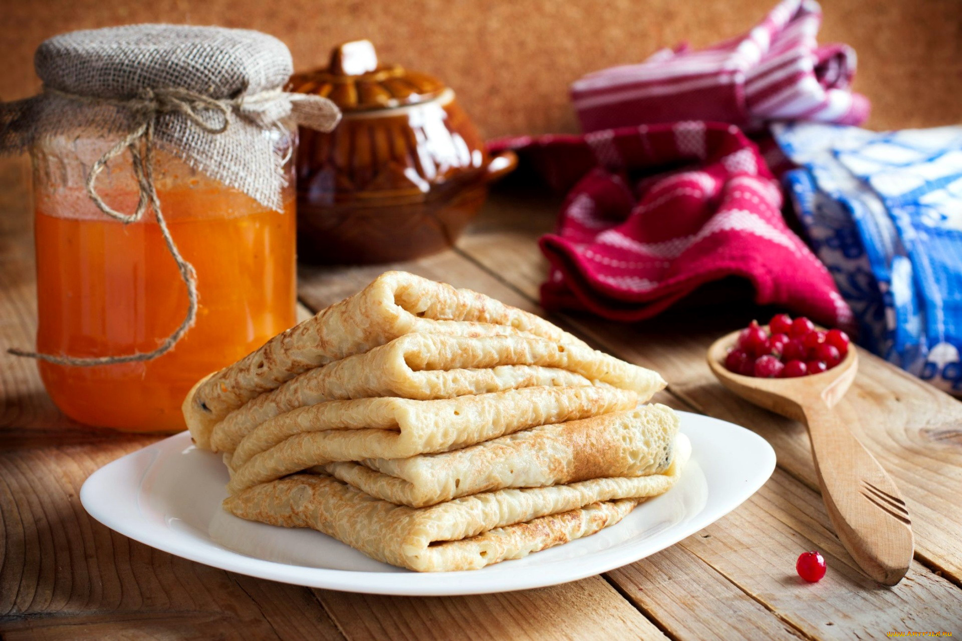 еда, блины, , оладьи, мед