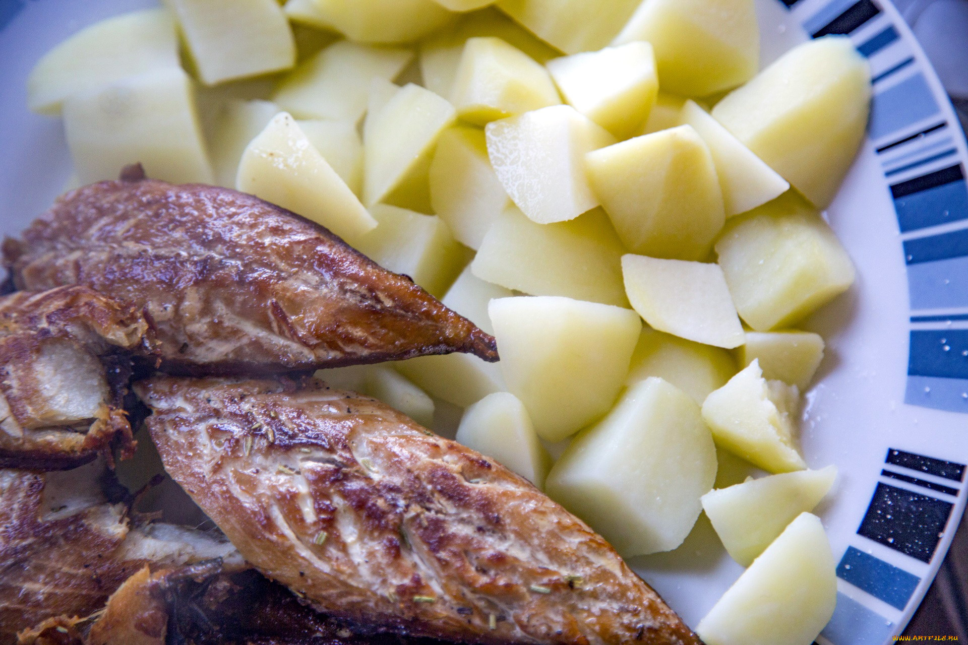 еда, рыбные, блюда, , с, морепродуктами, рыба, картофель