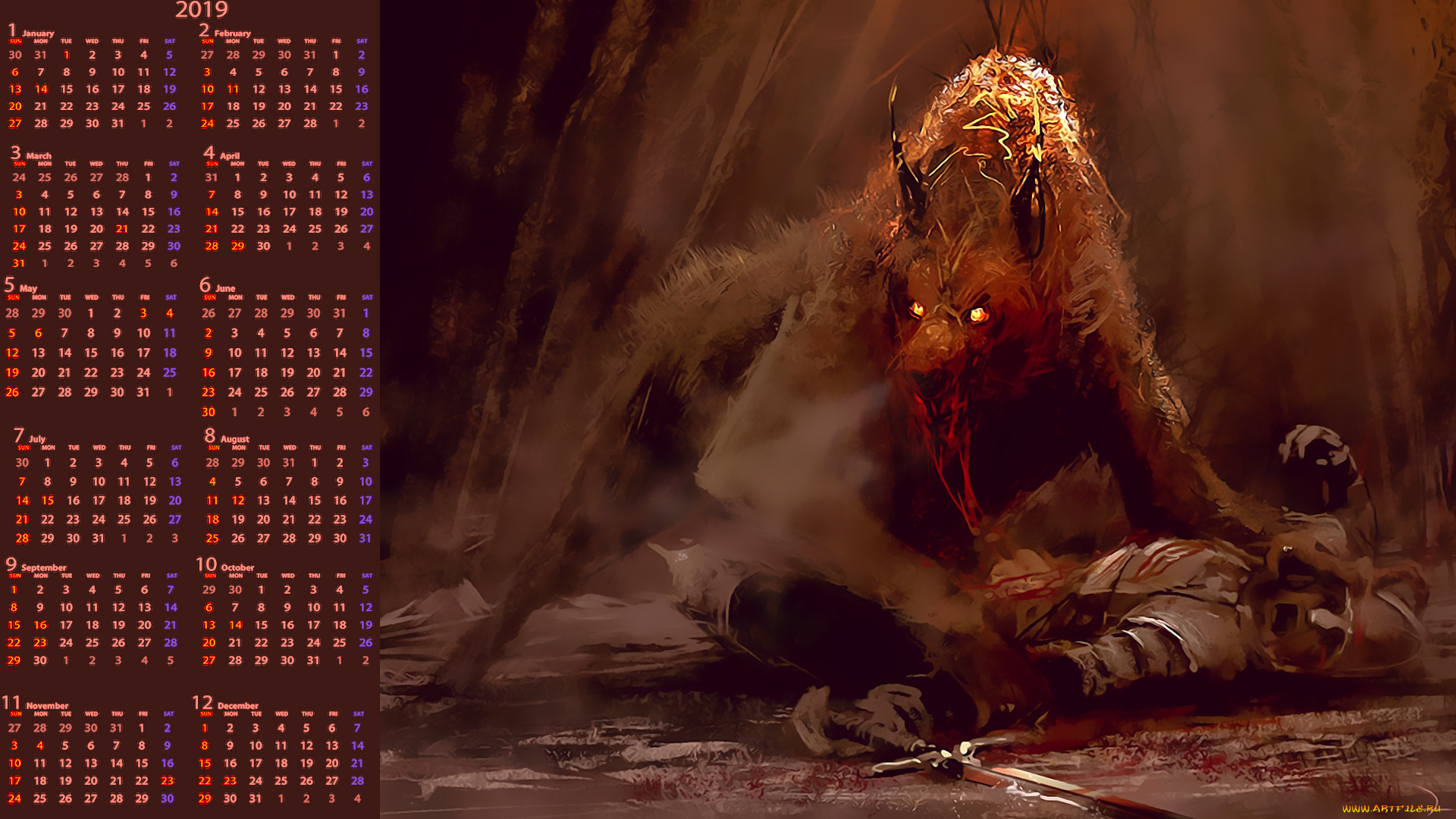 календари, фэнтези, нежить, монстр