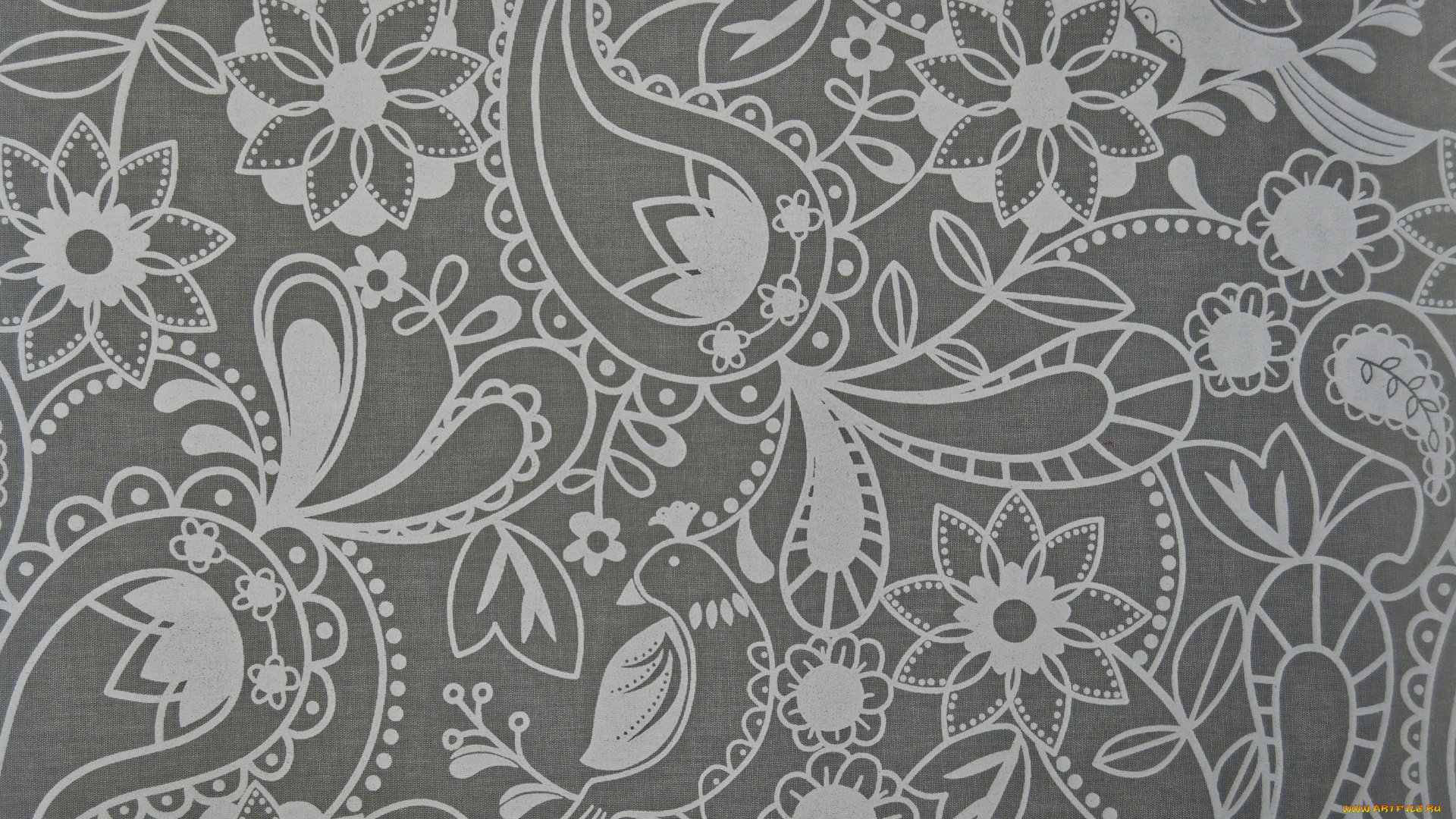 векторная, графика, цветы, , flowers, пейсли, цветы, узор, фон, серый