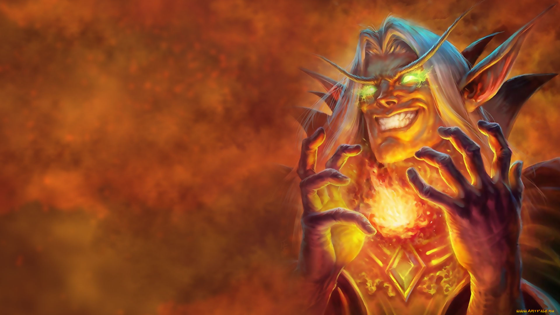 видео, игры, hearthstone, , heroes, of, warcraft, огонь, эльф