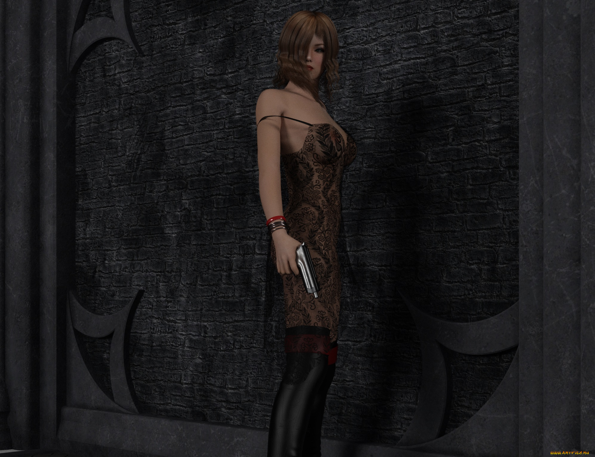 3д, графика, фантазия, , fantasy, фон, взгляд, девушка