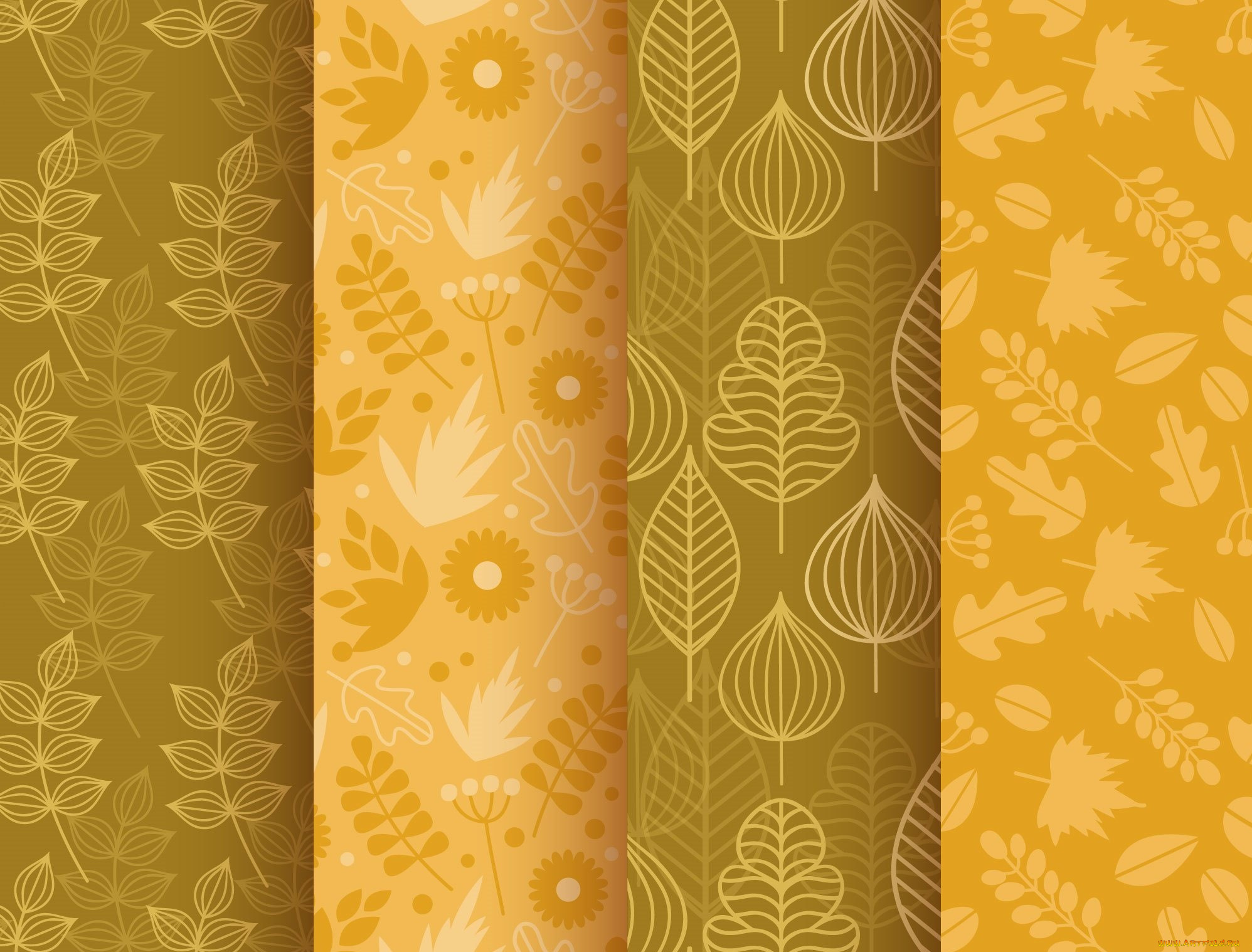 векторная, графика, природа, , nature, осень, patterns, листочки, фон, текстура