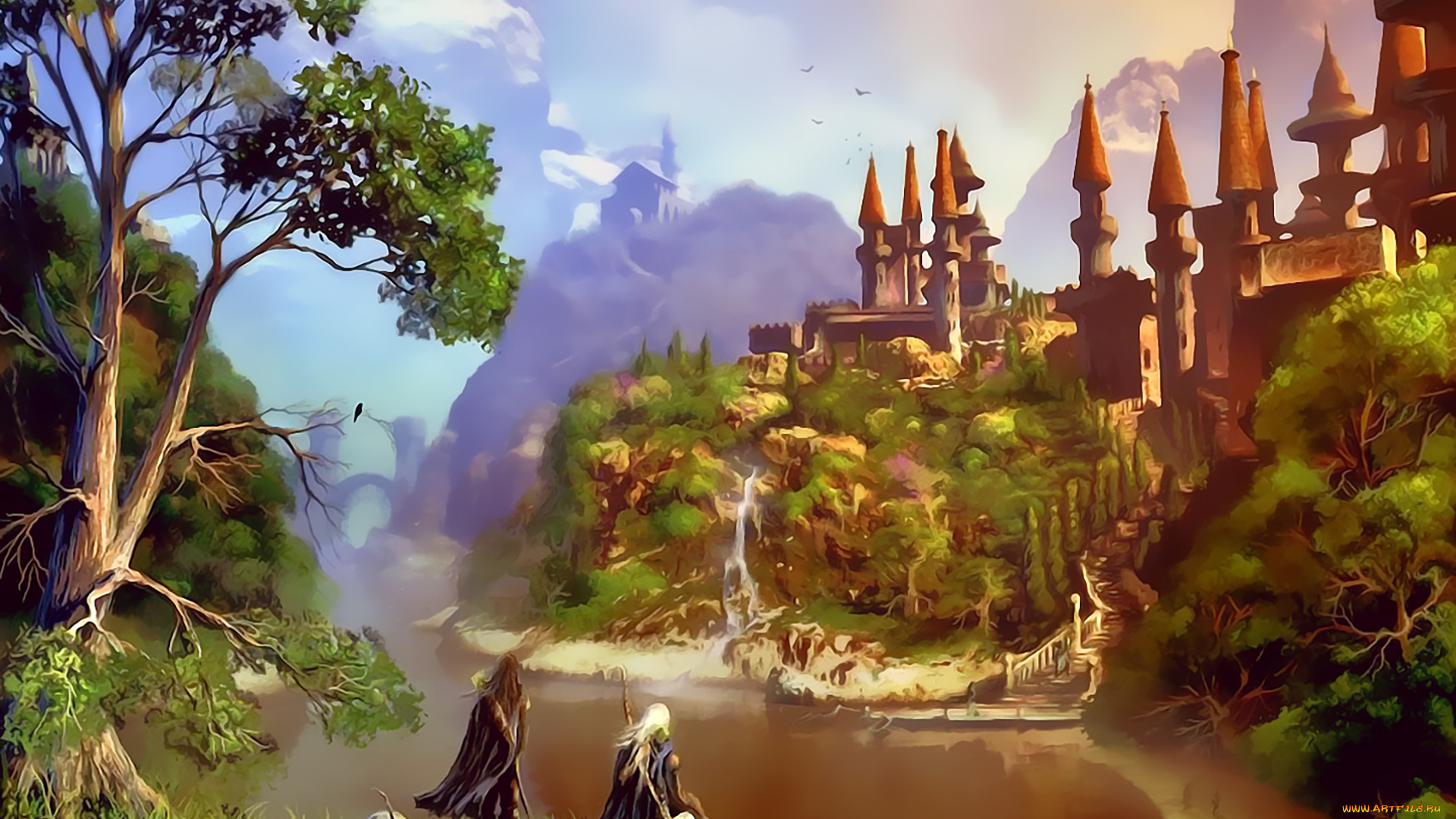 календари, фэнтези, замок, гора, природа, люди, архитектура, calendar, 2020