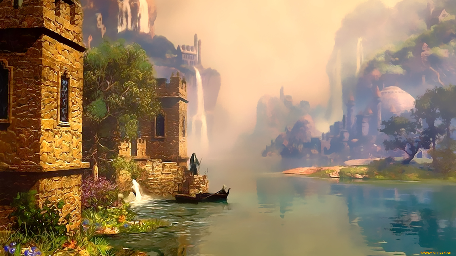 календари, фэнтези, здание, водоем, растение, природа, пейзаж, calendar, 2020