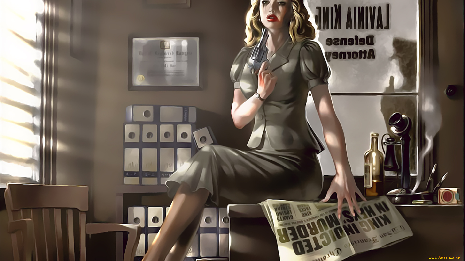 календари, фэнтези, женщина, оружие, газета, бутылка, помещение, calendar, 2020