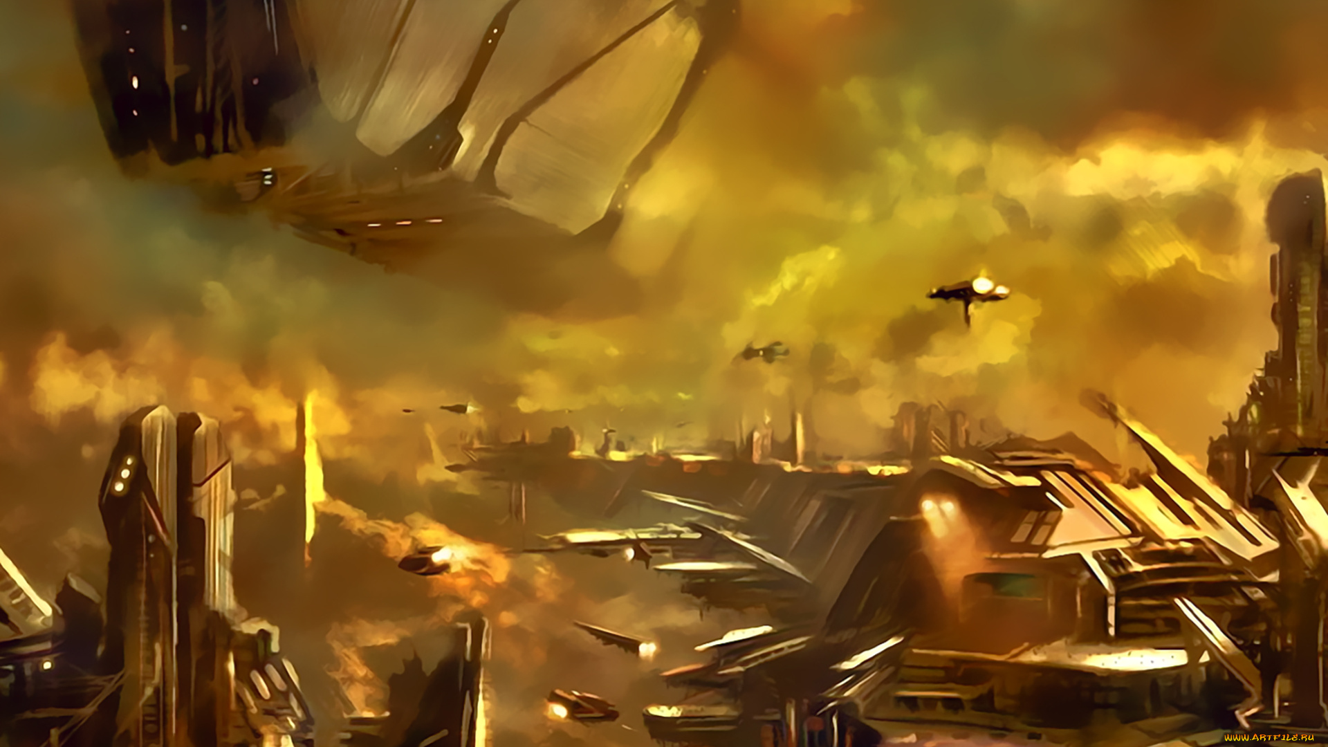 календари, фэнтези, звездолет, город, сооружение, calendar, 2020