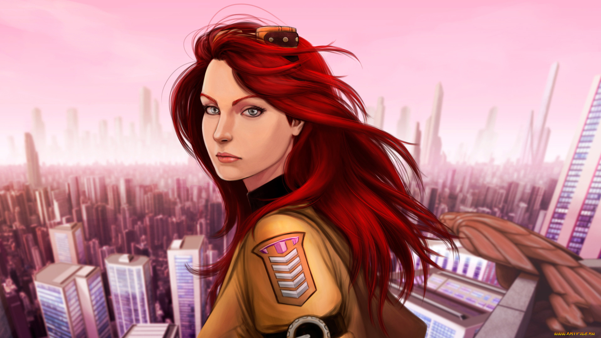 рисованное, комиксы, девушка, фон, взгляд