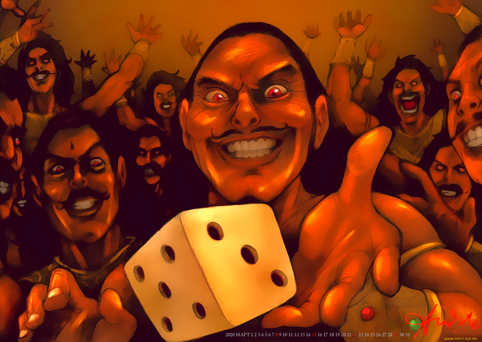 календари, фэнтези, мужчина, азарт, игра, кубик, calendar, 2020