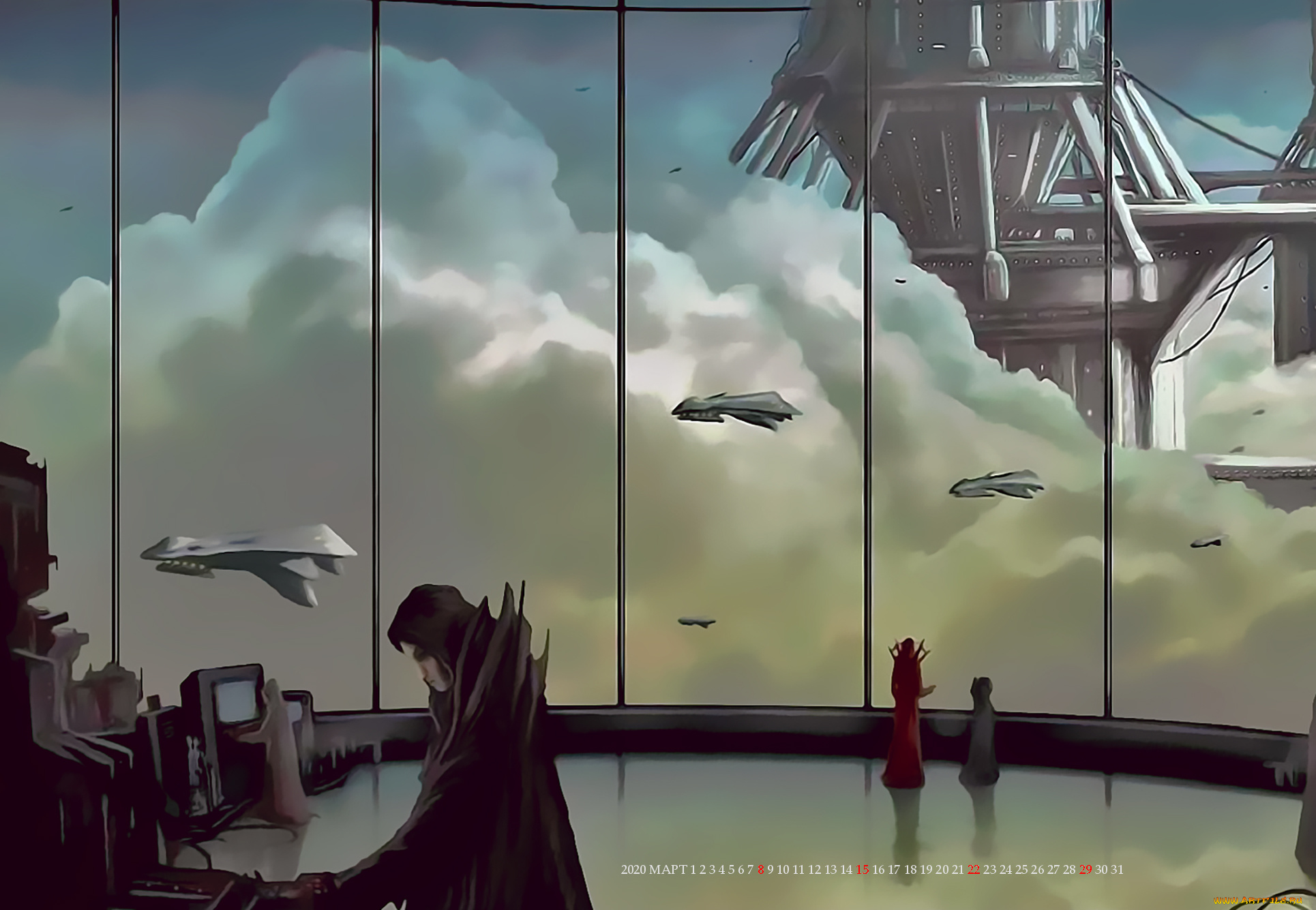 календари, фэнтези, звездолет, помещение, аппаратная, управление, calendar, 2020